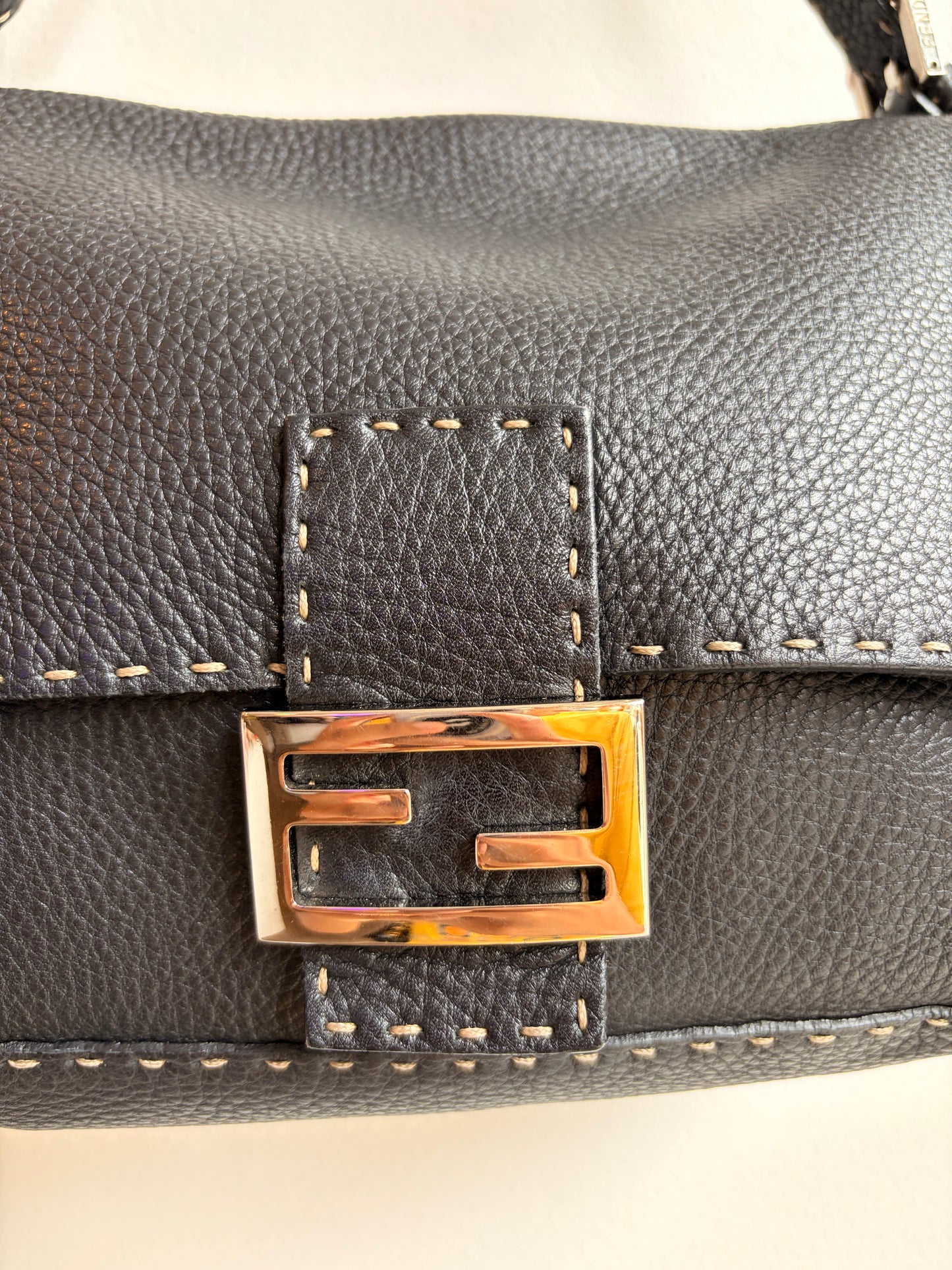 Fendi Selleria Mamma Baguette in Black Leather