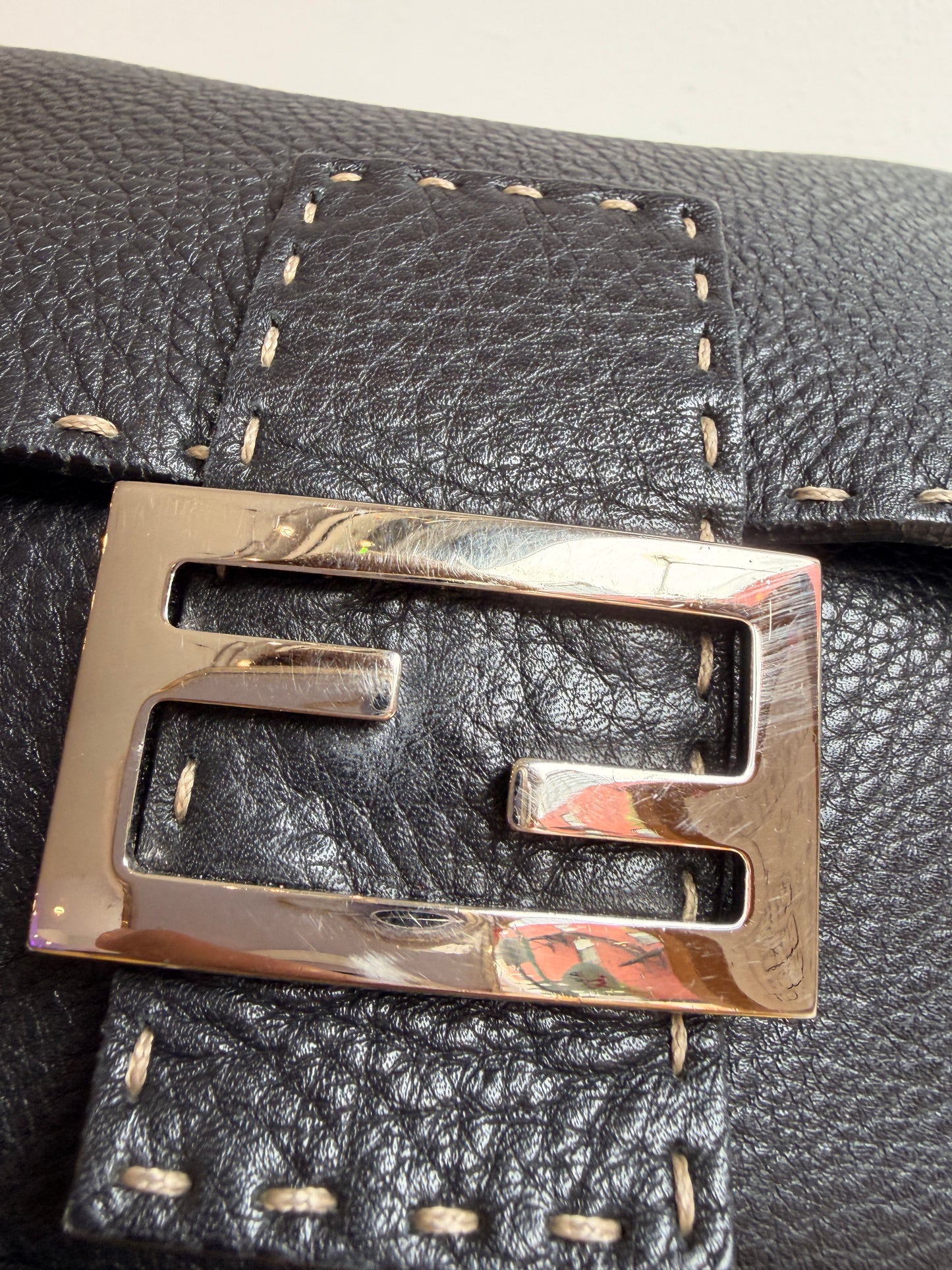 Fendi Selleria Mamma Baguette in Black Leather