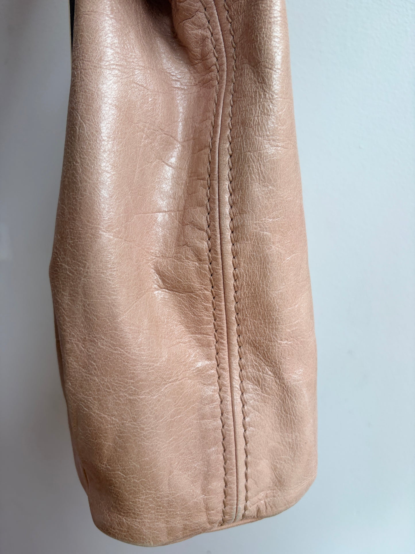 Miu Miu Beige and Pink Leather Two-Strap Shoulder Bag