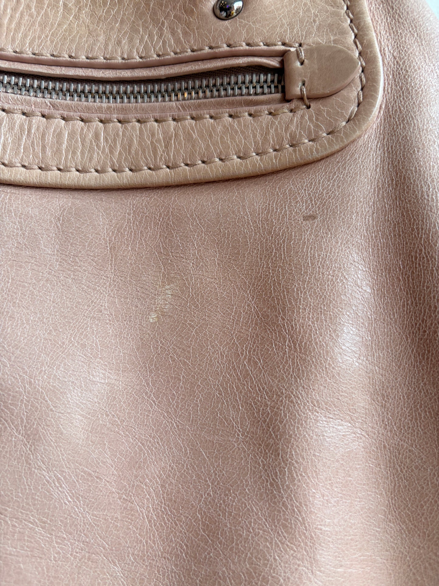 Miu Miu Beige and Pink Leather Two-Strap Shoulder Bag