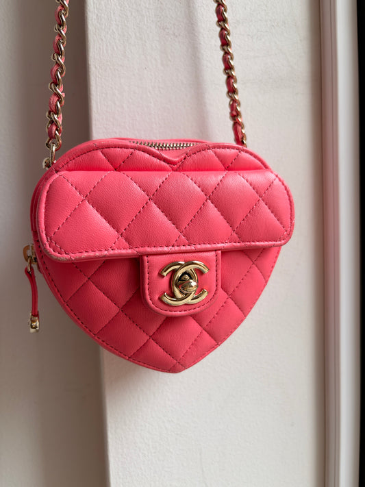 Chanel 2021 Pink Heart Crossbody Bag
