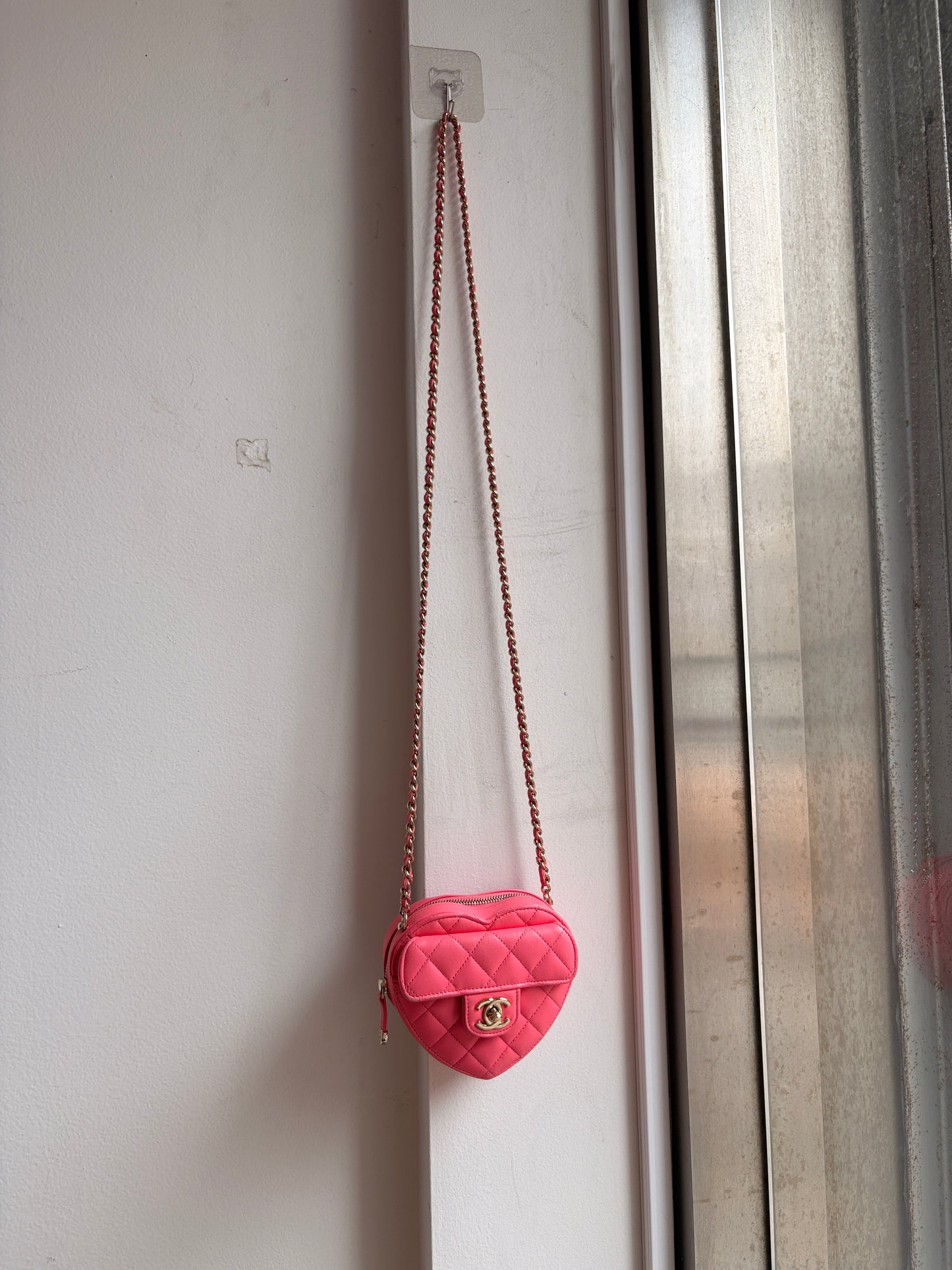 Chanel 2021 Pink Heart Crossbody Bag