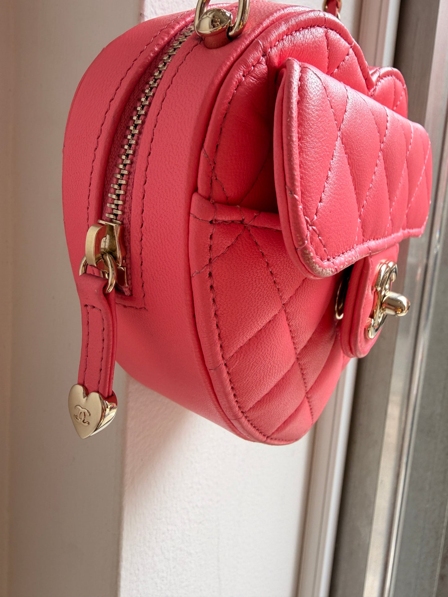 Chanel 2021 Pink Heart Crossbody Bag