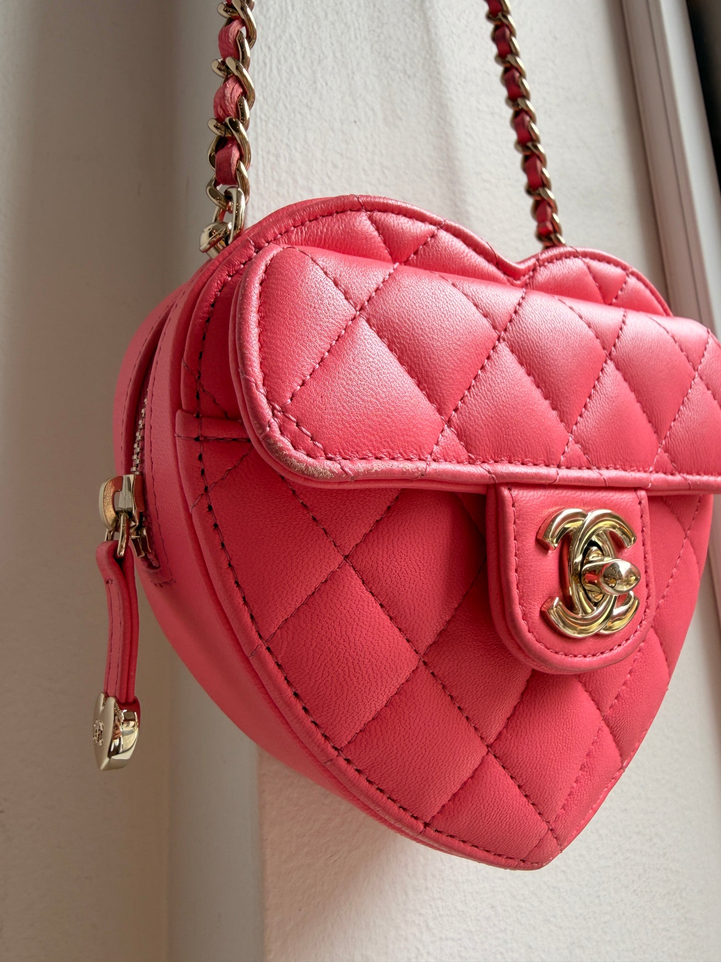 Chanel 2021 Pink Heart Crossbody Bag