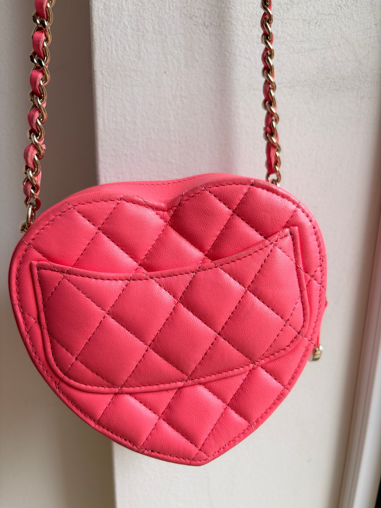 Chanel 2021 Pink Heart Crossbody Bag