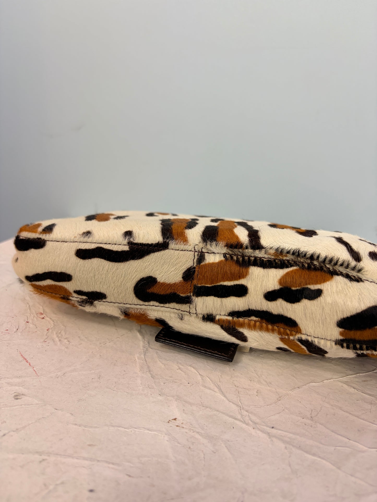Fendi Ponyhair Baguette in White Animal Print