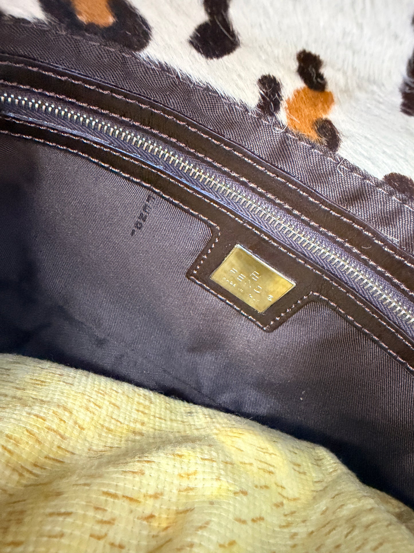 Fendi Ponyhair Baguette in White Animal Print