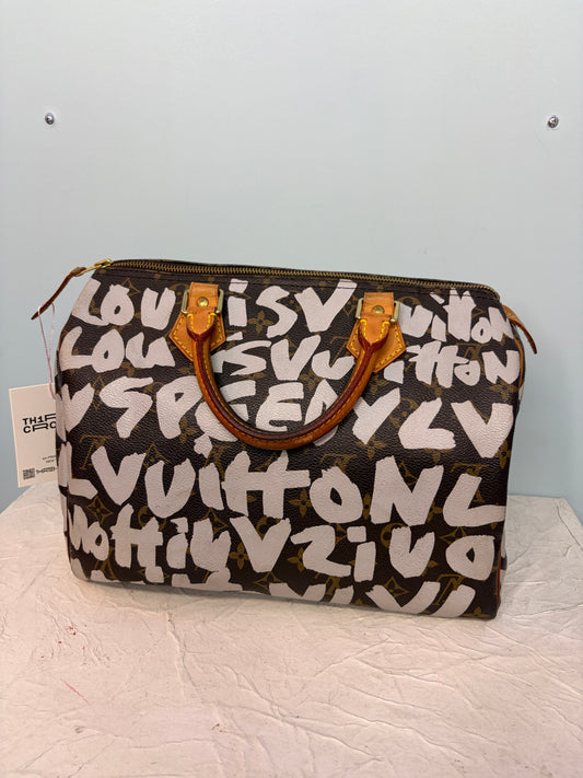 Louis Vuitton White Graffiti Speedy 30