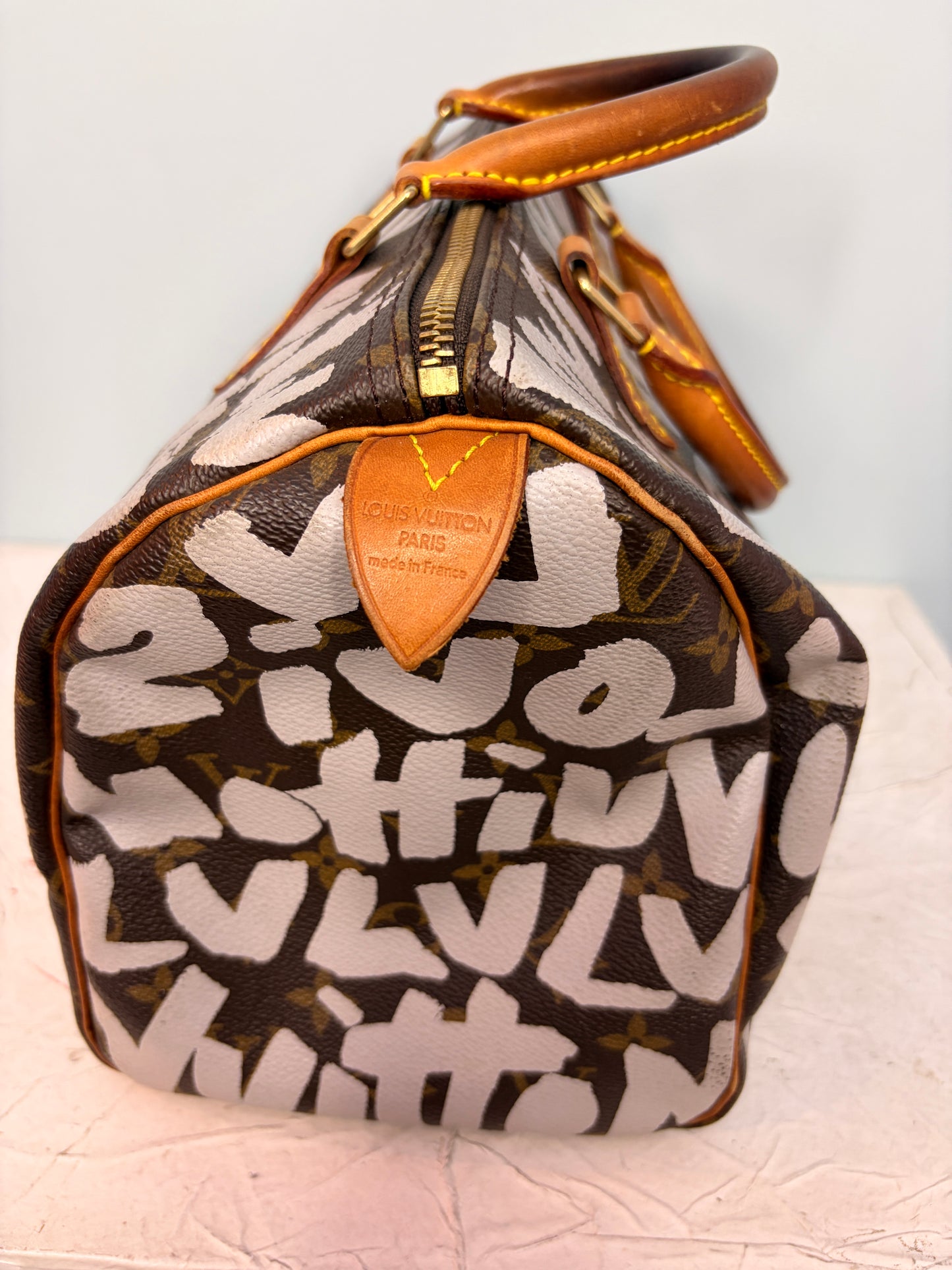 Louis Vuitton White Graffiti Speedy 30