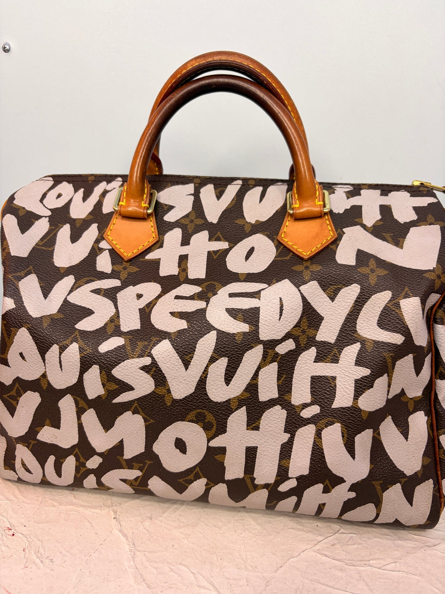 Louis Vuitton White Graffiti Speedy 30