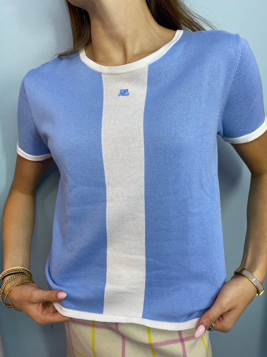 Courrèges Vintage Light Knit Top in Blue