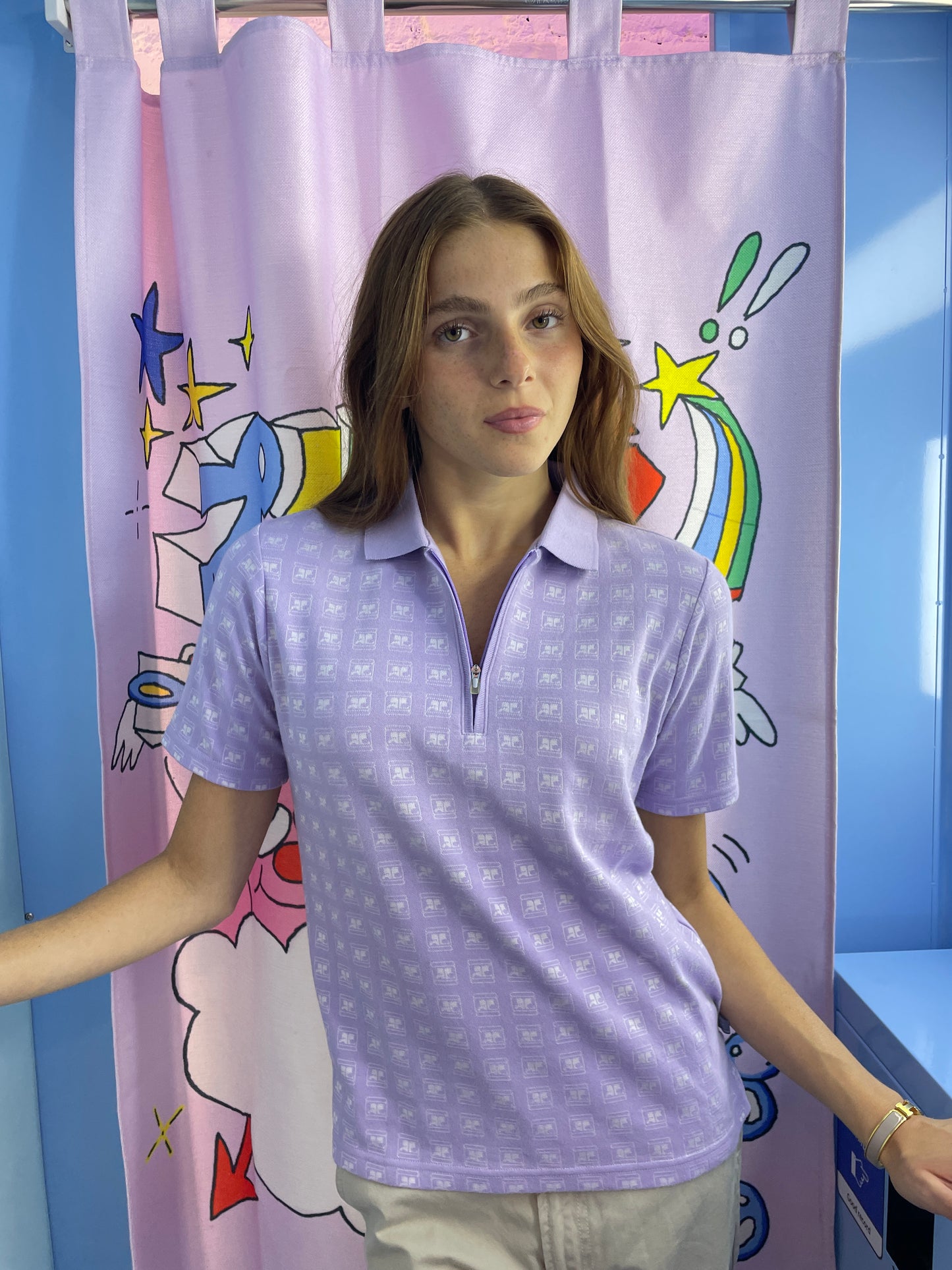 Courrèges Vintage Purple Logo Polo
