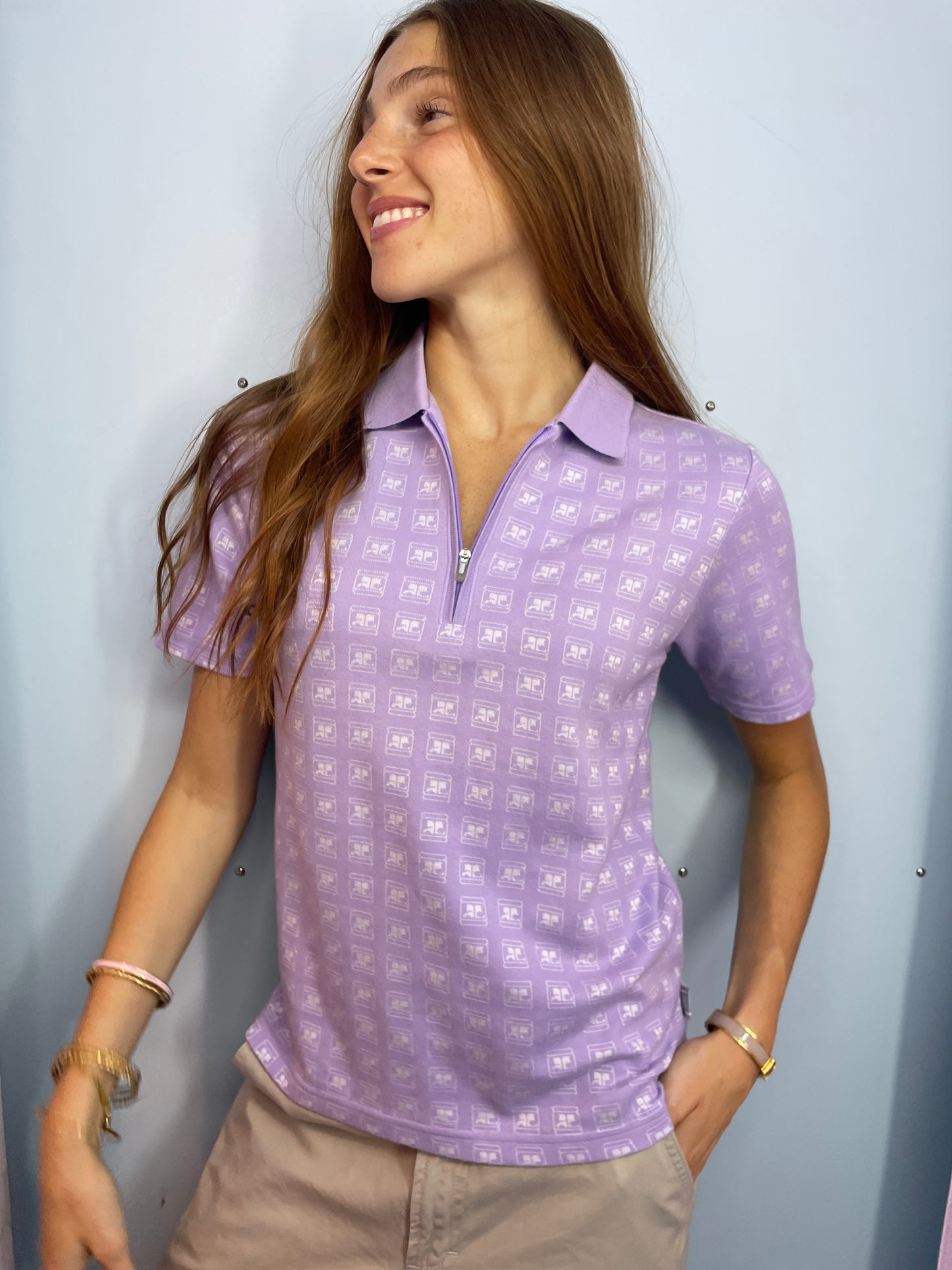 Courrèges Vintage Purple Logo Polo