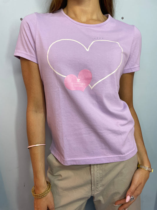 Courrèges Vintage Lavender Heart T-Shirt