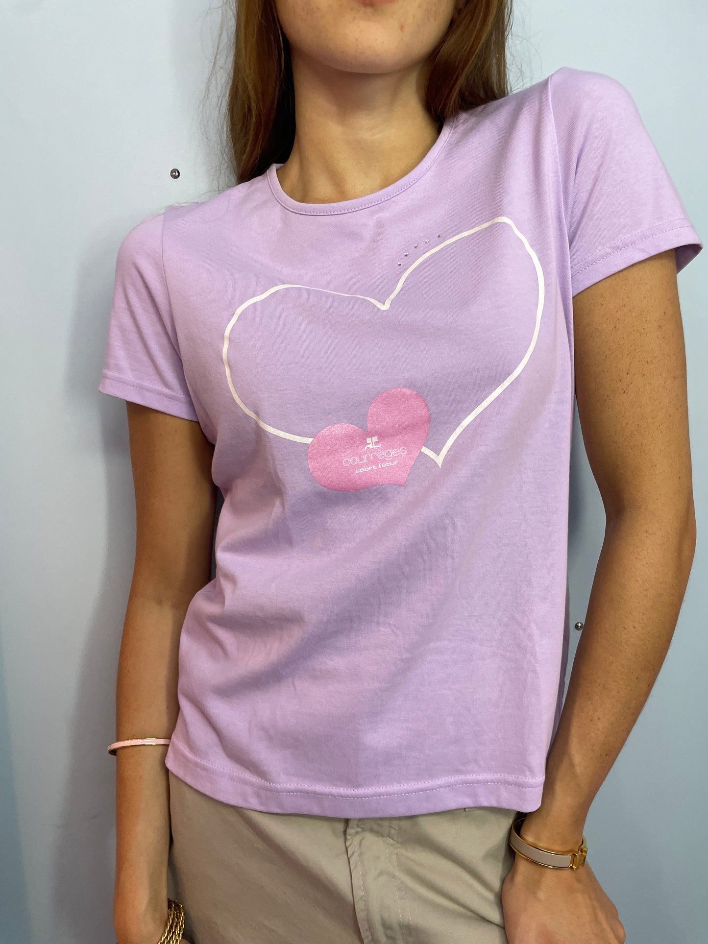Courrèges Vintage Lavender Heart T-Shirt