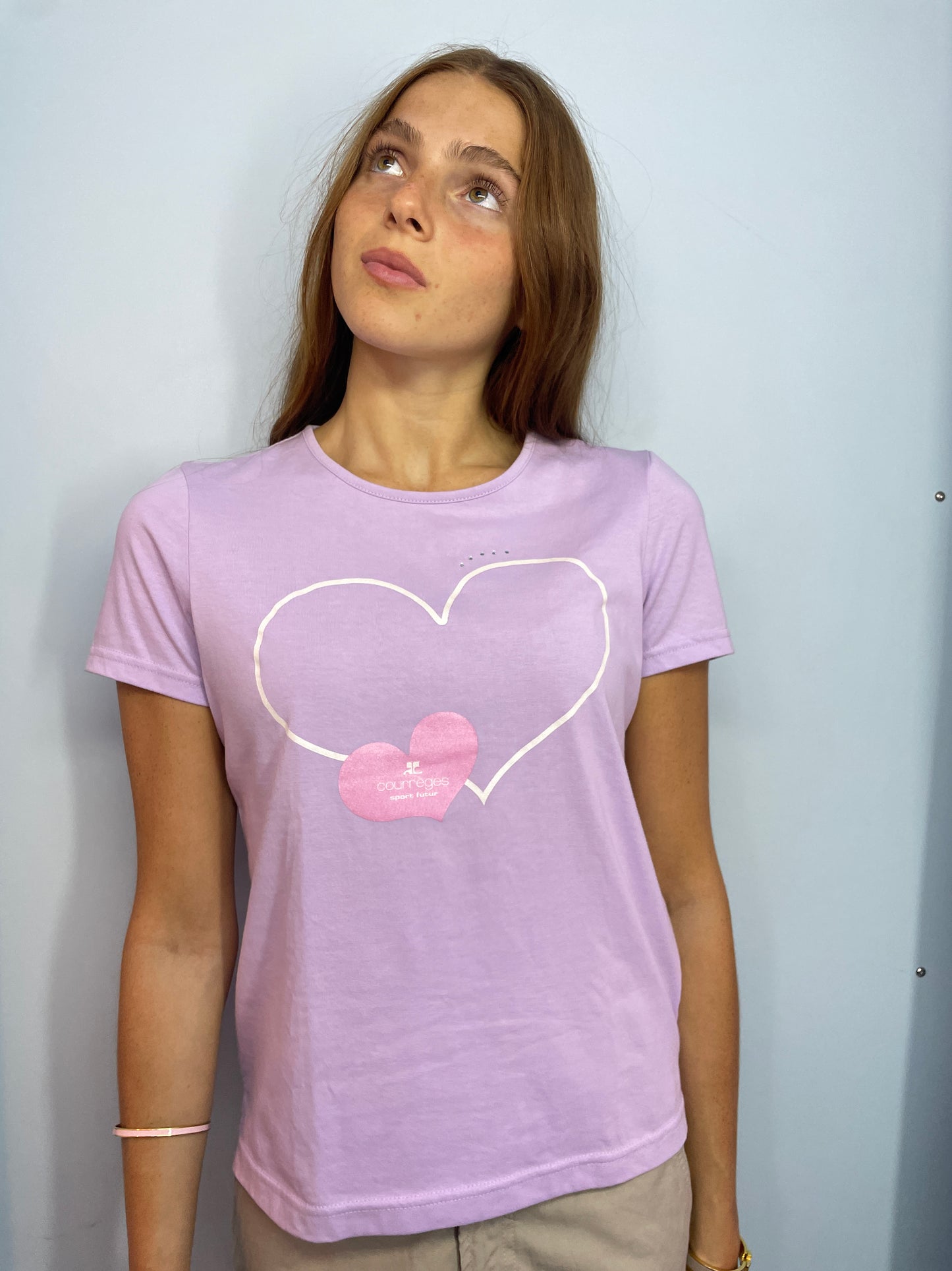 Courrèges Vintage Lavender Heart T-Shirt