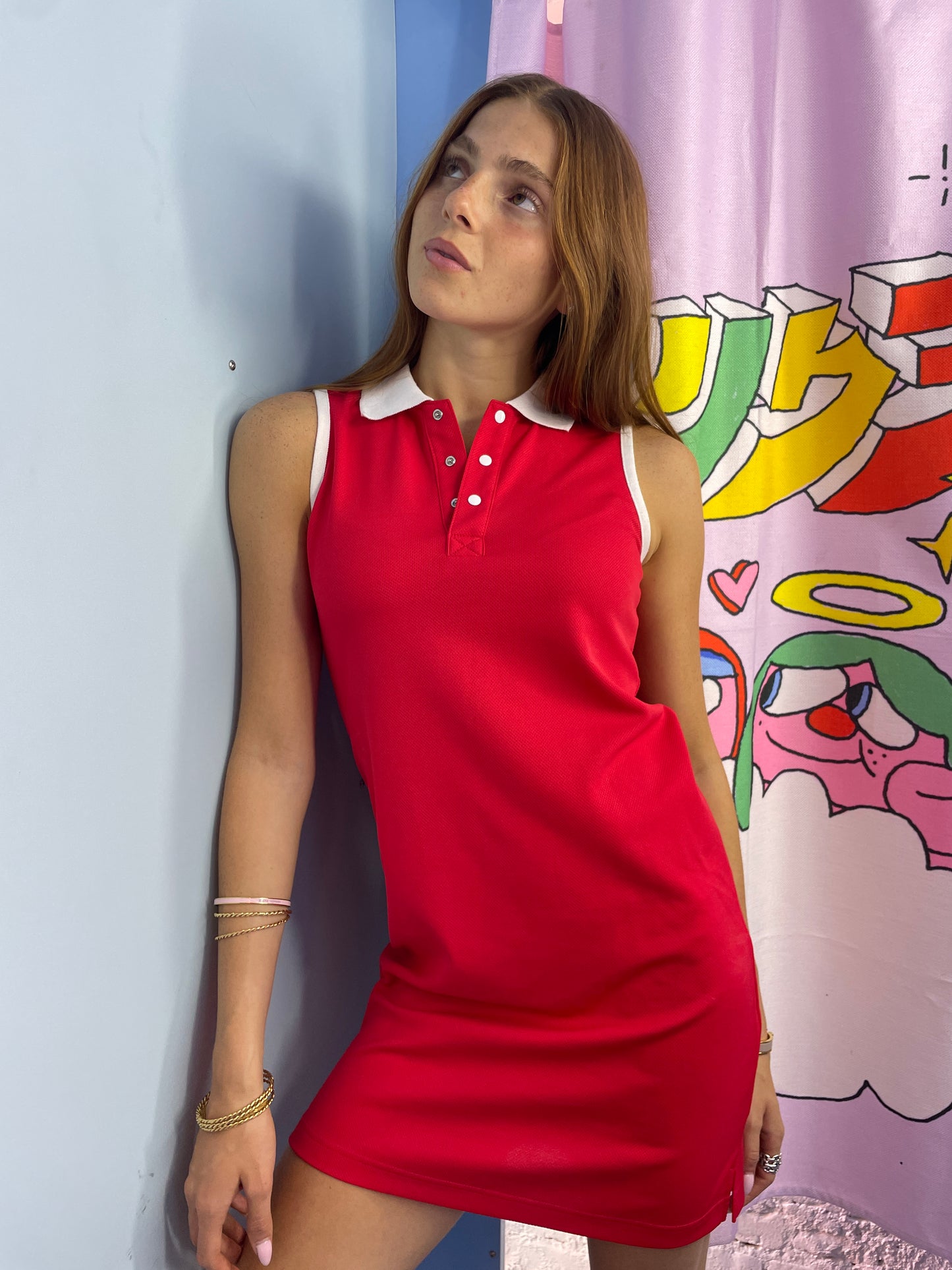 Courrèges Vintage Red Polo Dress in Jersey