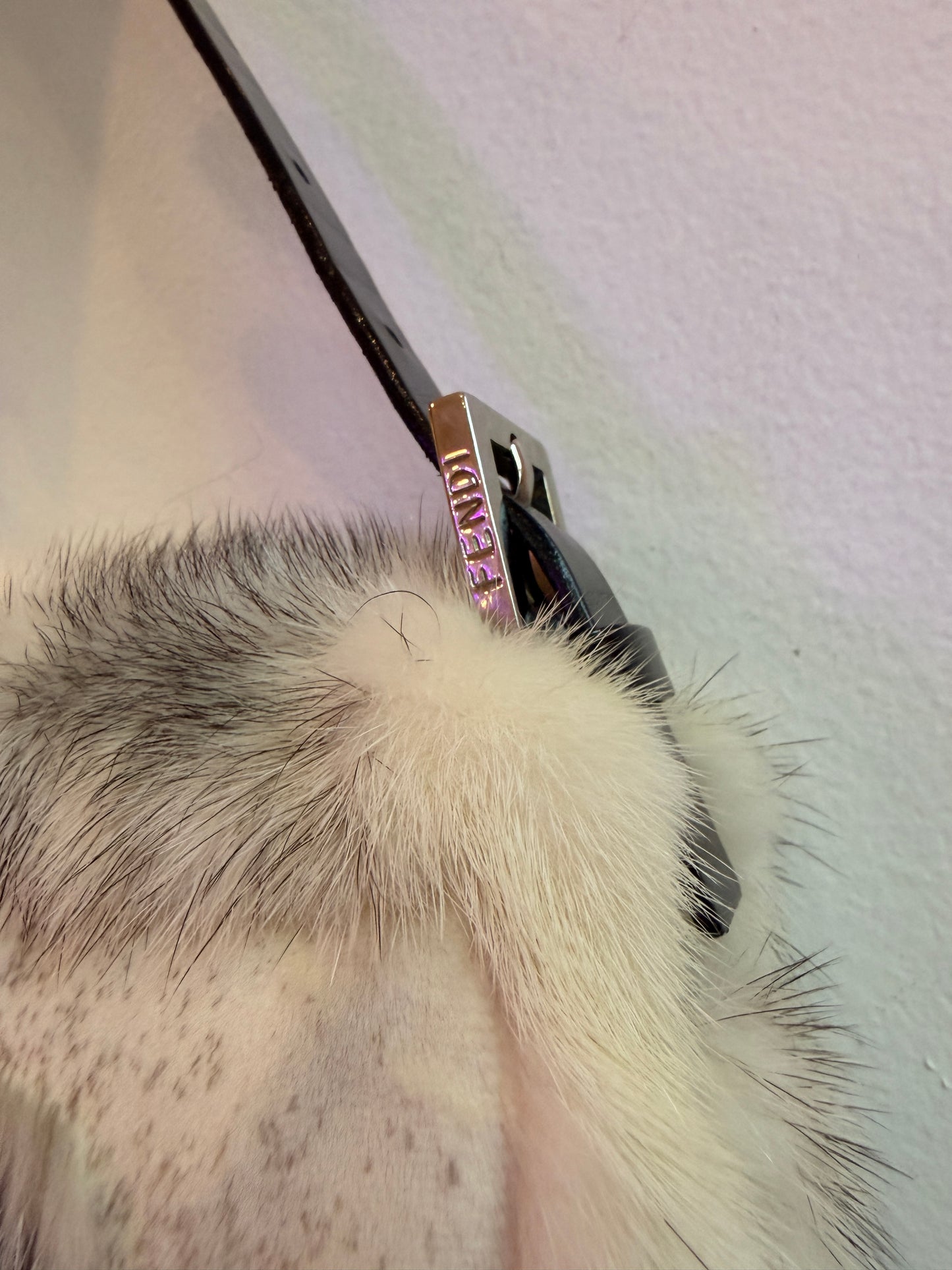Fendi White Mink Patchwork Baguette