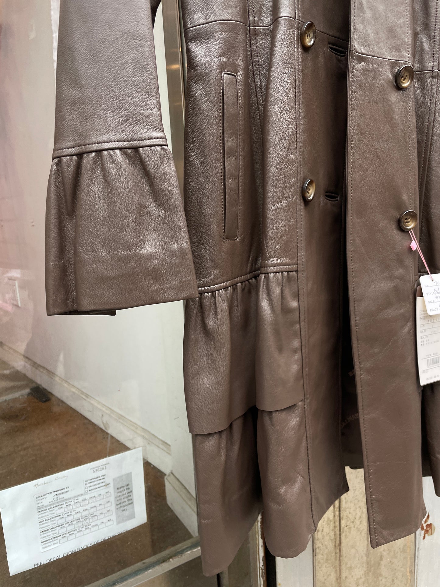 Vintage Balmain Leather Trench Coat in Brown
