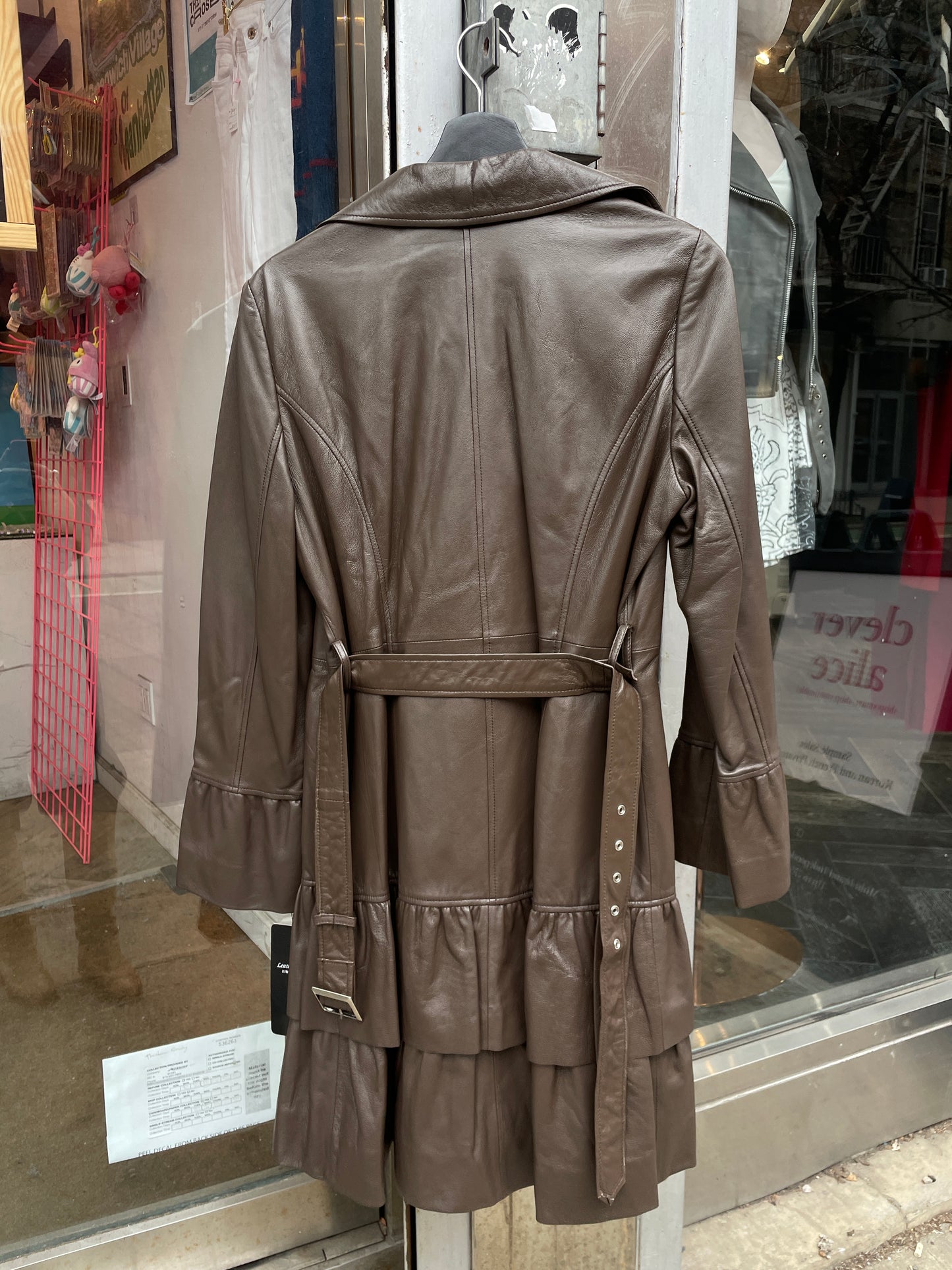 Vintage Balmain Leather Trench Coat in Brown