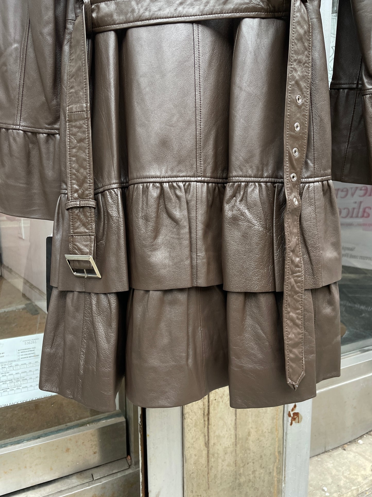 Vintage Balmain Leather Trench Coat in Brown