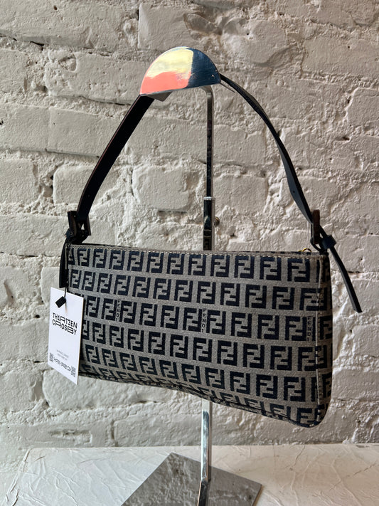 Fendi Zucchino Shoulder Bag in Navy