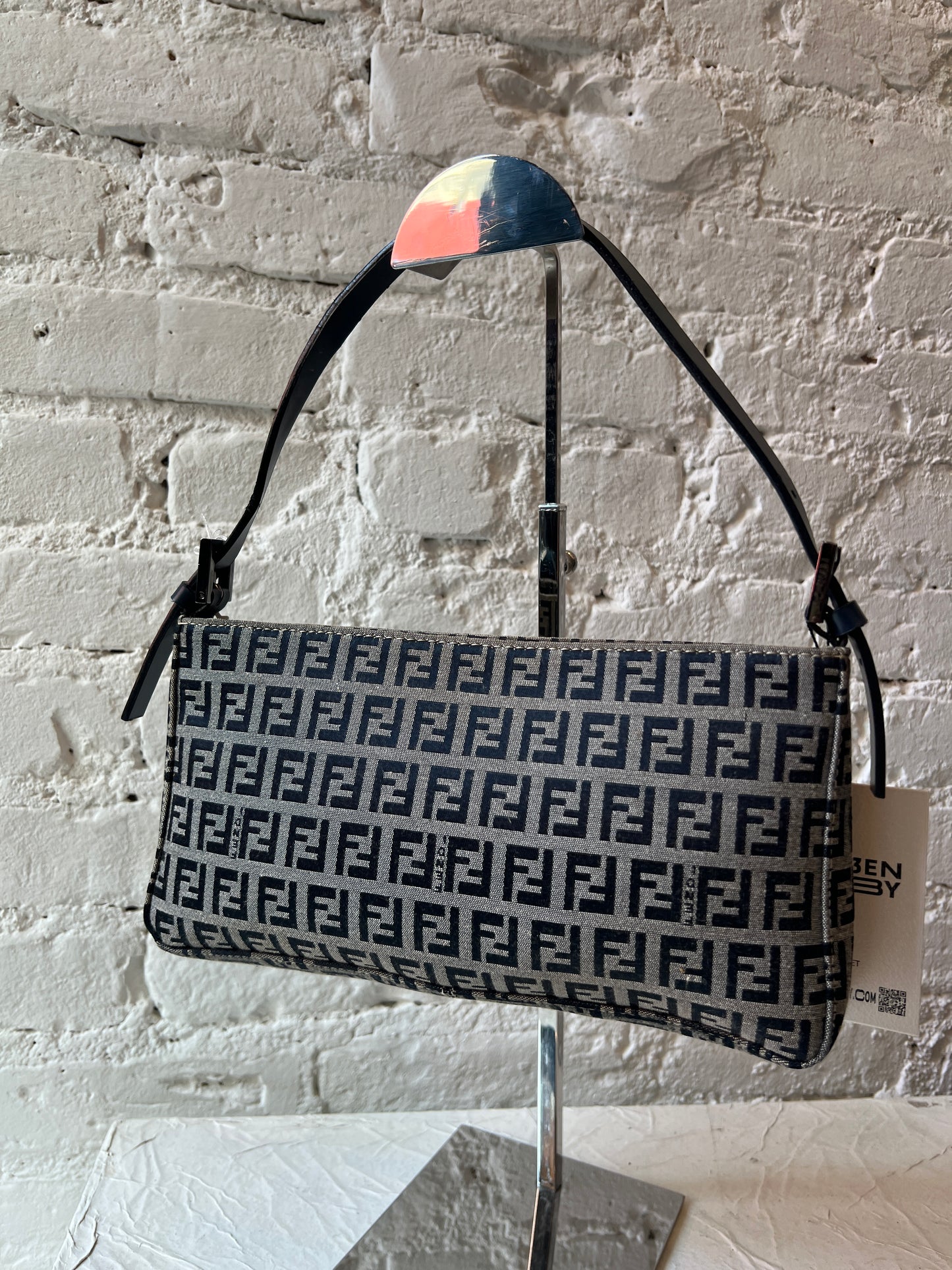 Fendi Zucchino Shoulder Bag in Navy