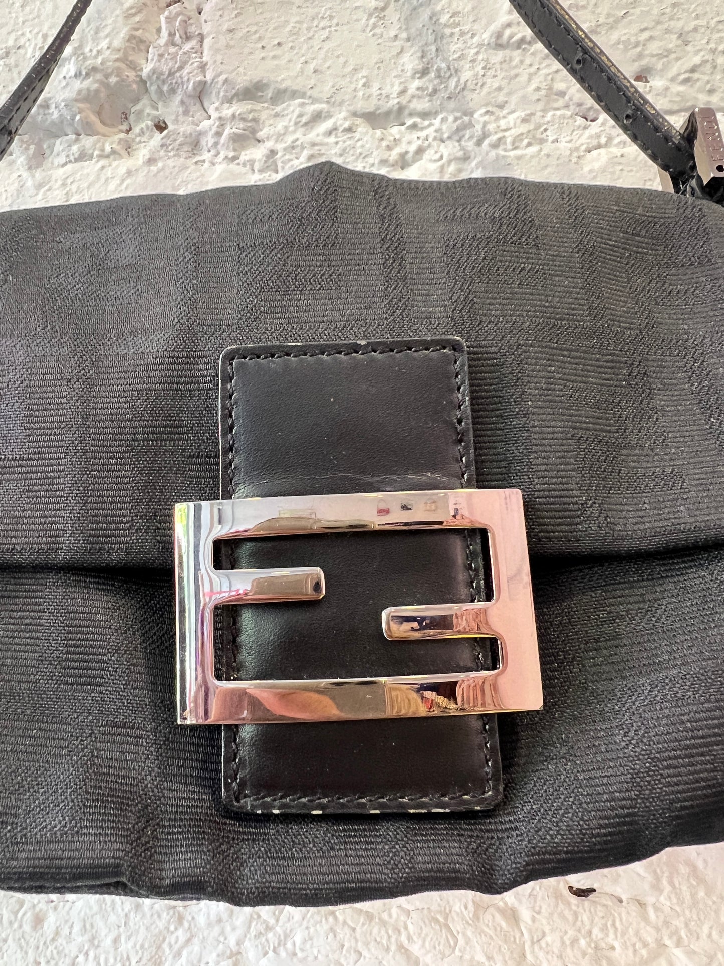Fendi Zucca Mini Mamma Baguette in Black