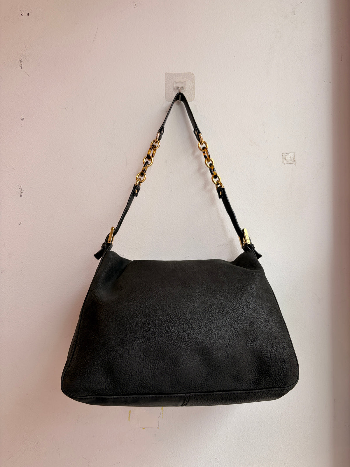 Fendi Y2K Shimmer Mamma Baguette XL Black Leather Shoulder Bag