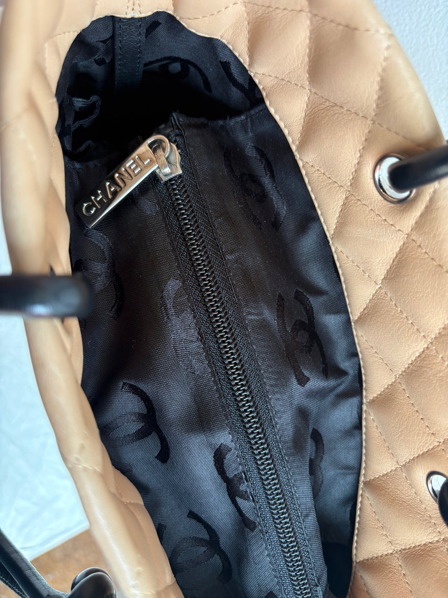 Chanel Cambon Medium Bucket Tote in Beige and Black
