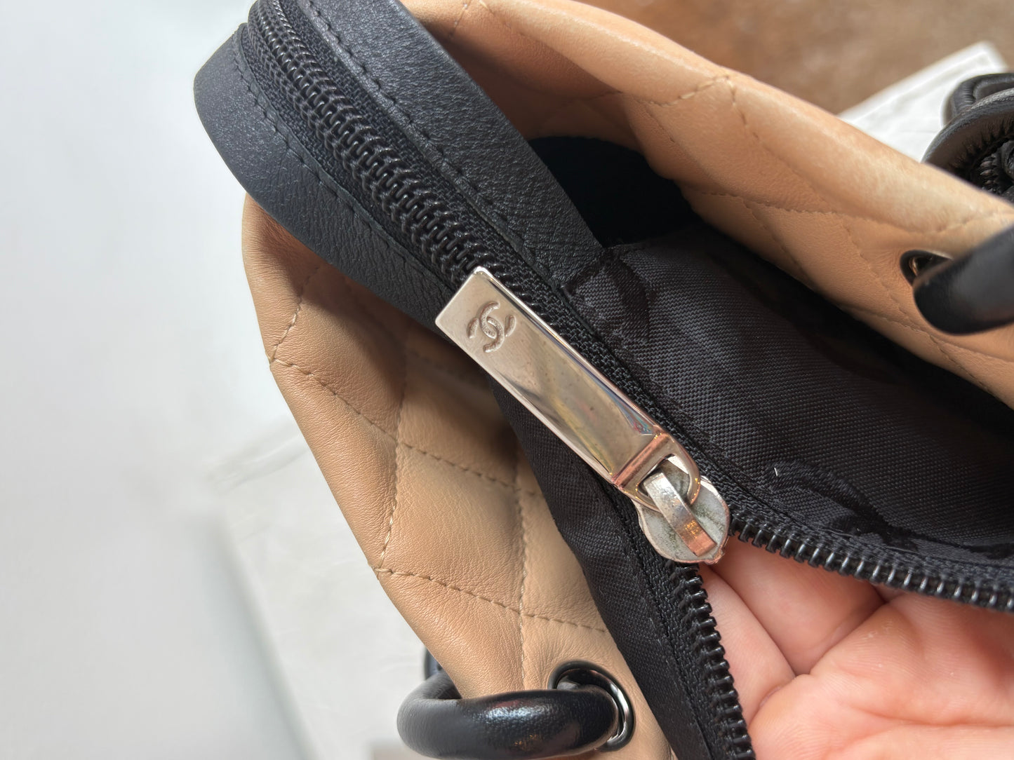Chanel Cambon Medium Bucket Tote in Beige and Black