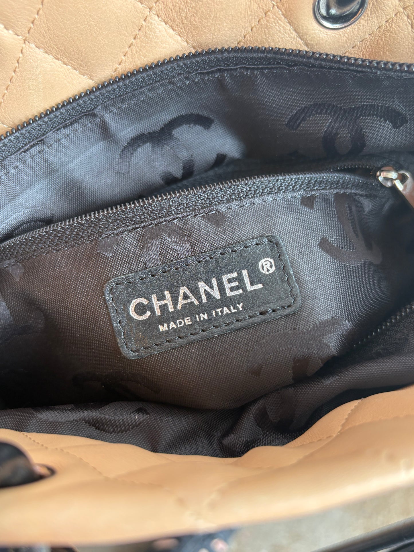 Chanel Cambon Medium Bucket Tote in Beige and Black