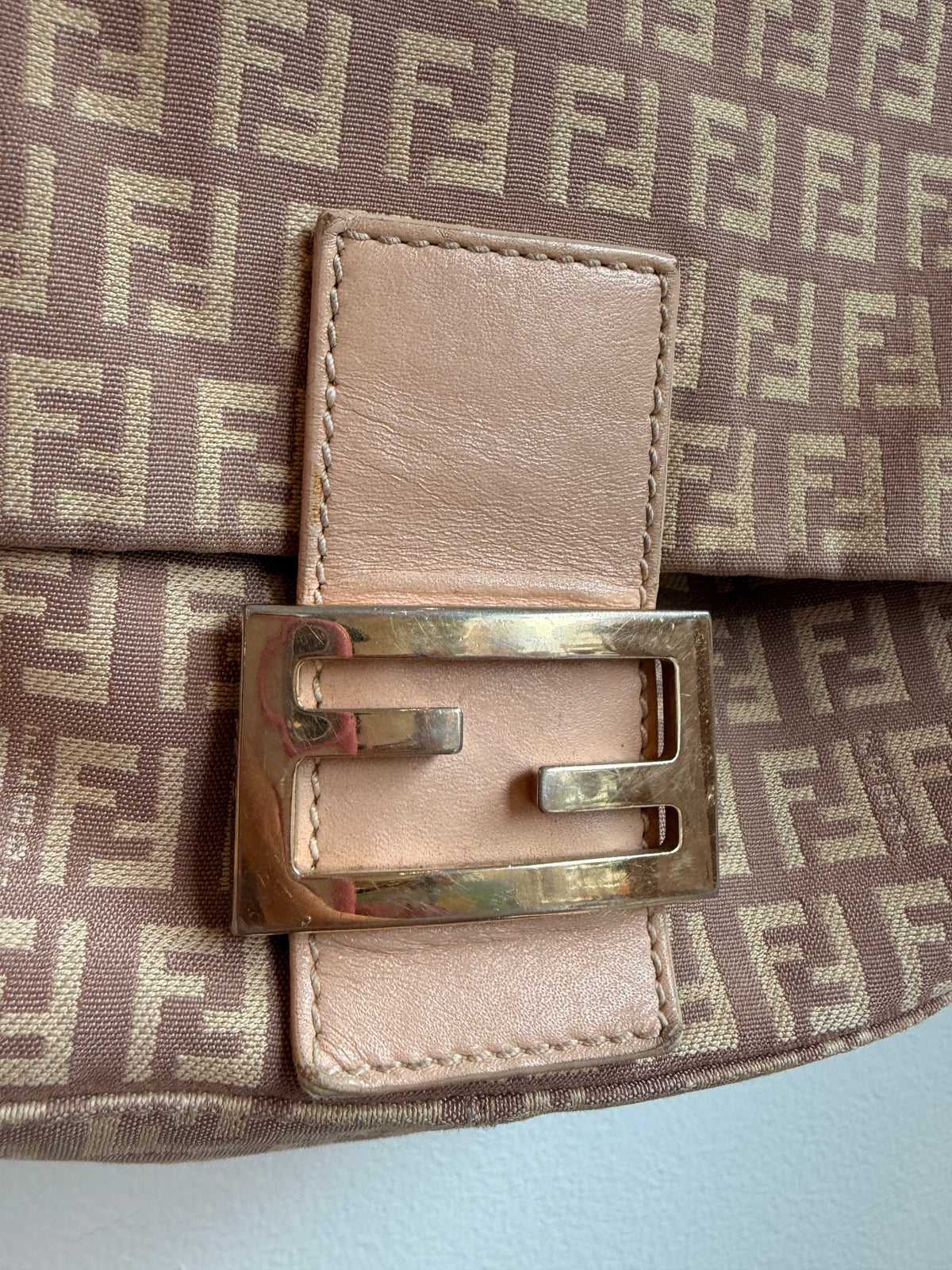 Fendi Y2K Pink Zucchino Canvas Mamma Baguette Shoulder Bag