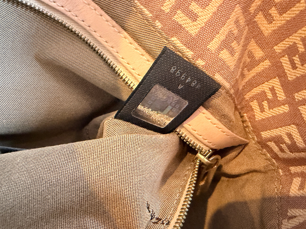 Fendi Y2K Pink Zucchino Canvas Mamma Baguette Shoulder Bag