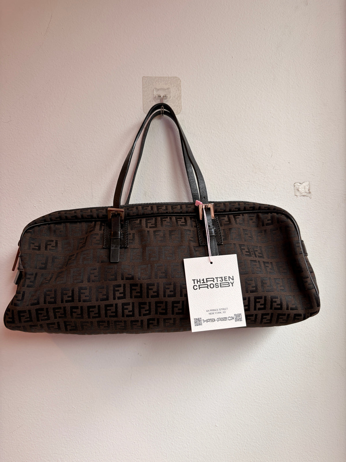 Fendi Y2K Brown Zucchino Canvas Horizontal Handle Bag