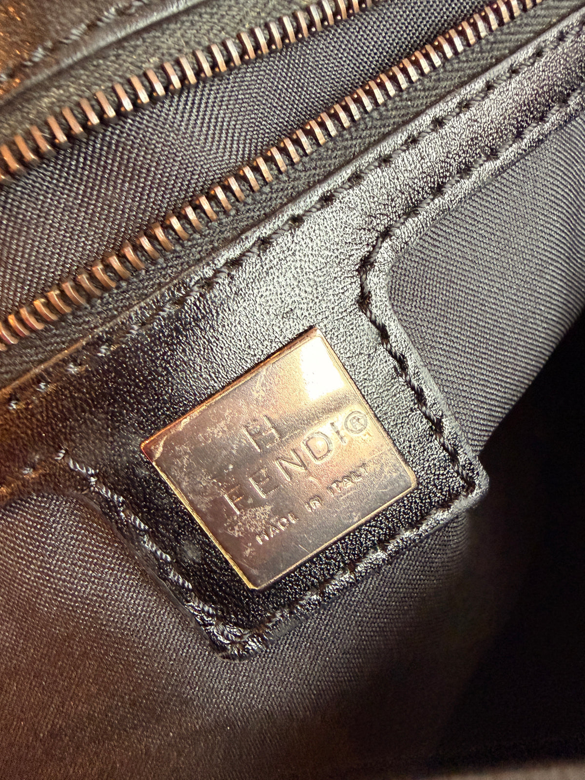 Fendi Y2K Brown Zucchino Canvas Horizontal Handle Bag