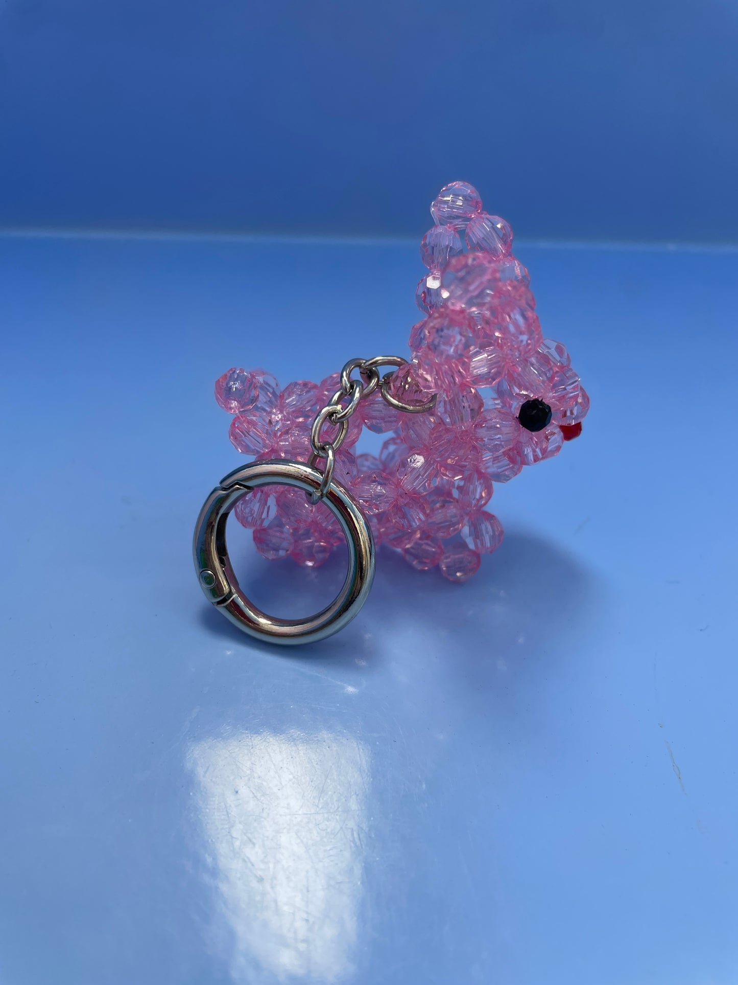 Pink Bunny Beaded Keychain