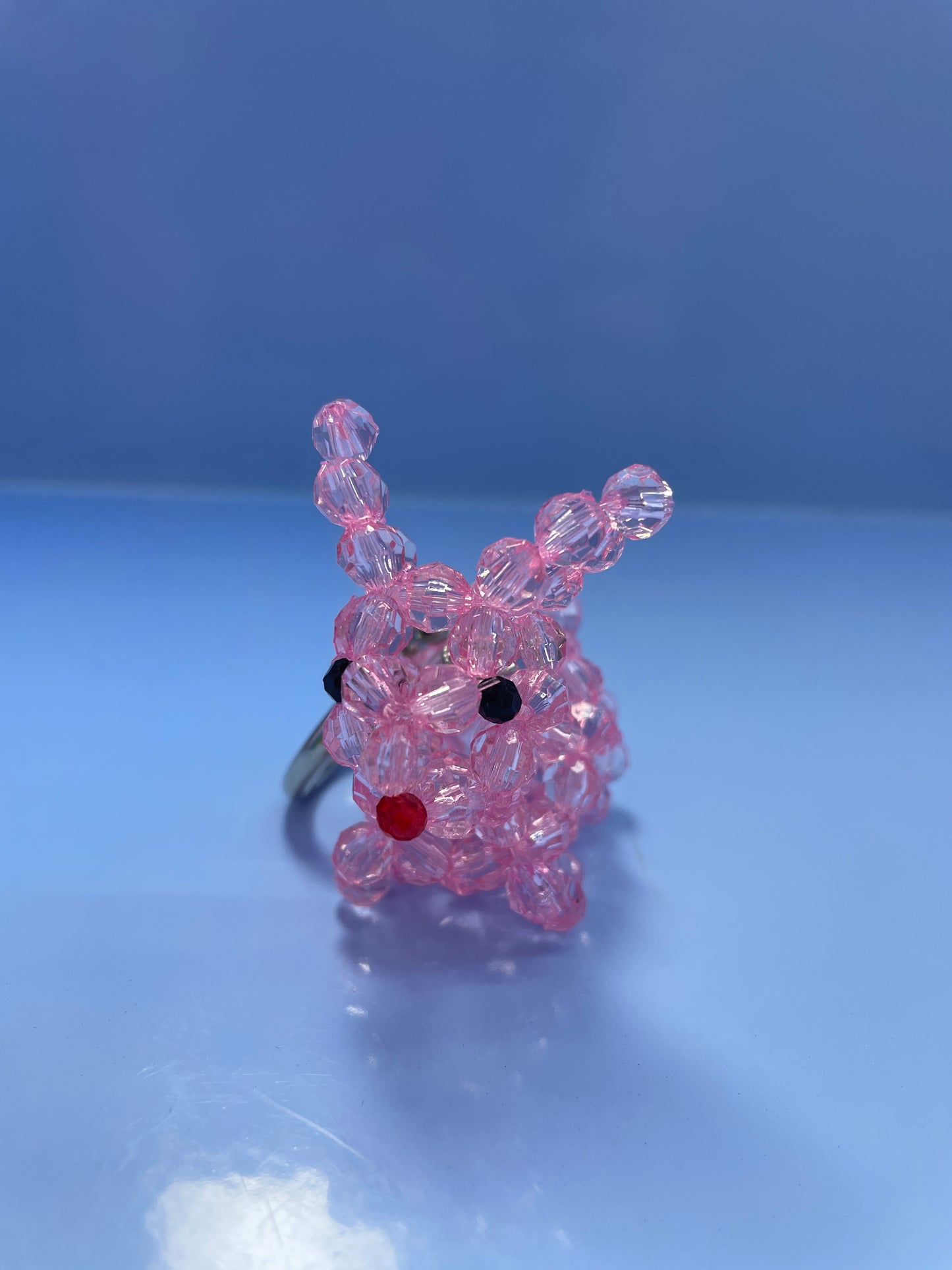 Pink Bunny Beaded Keychain
