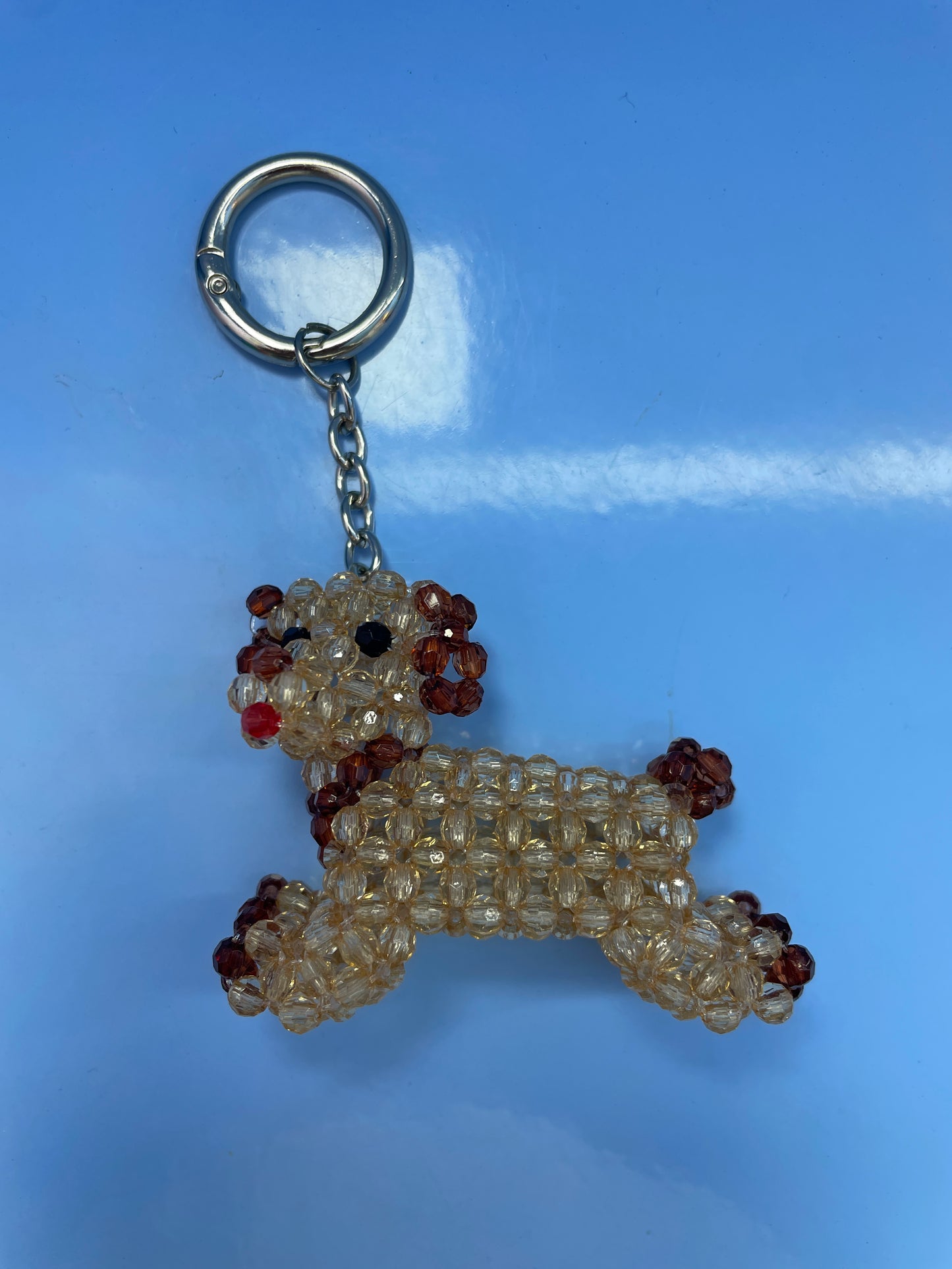 Brown Dog Beaded Keychain