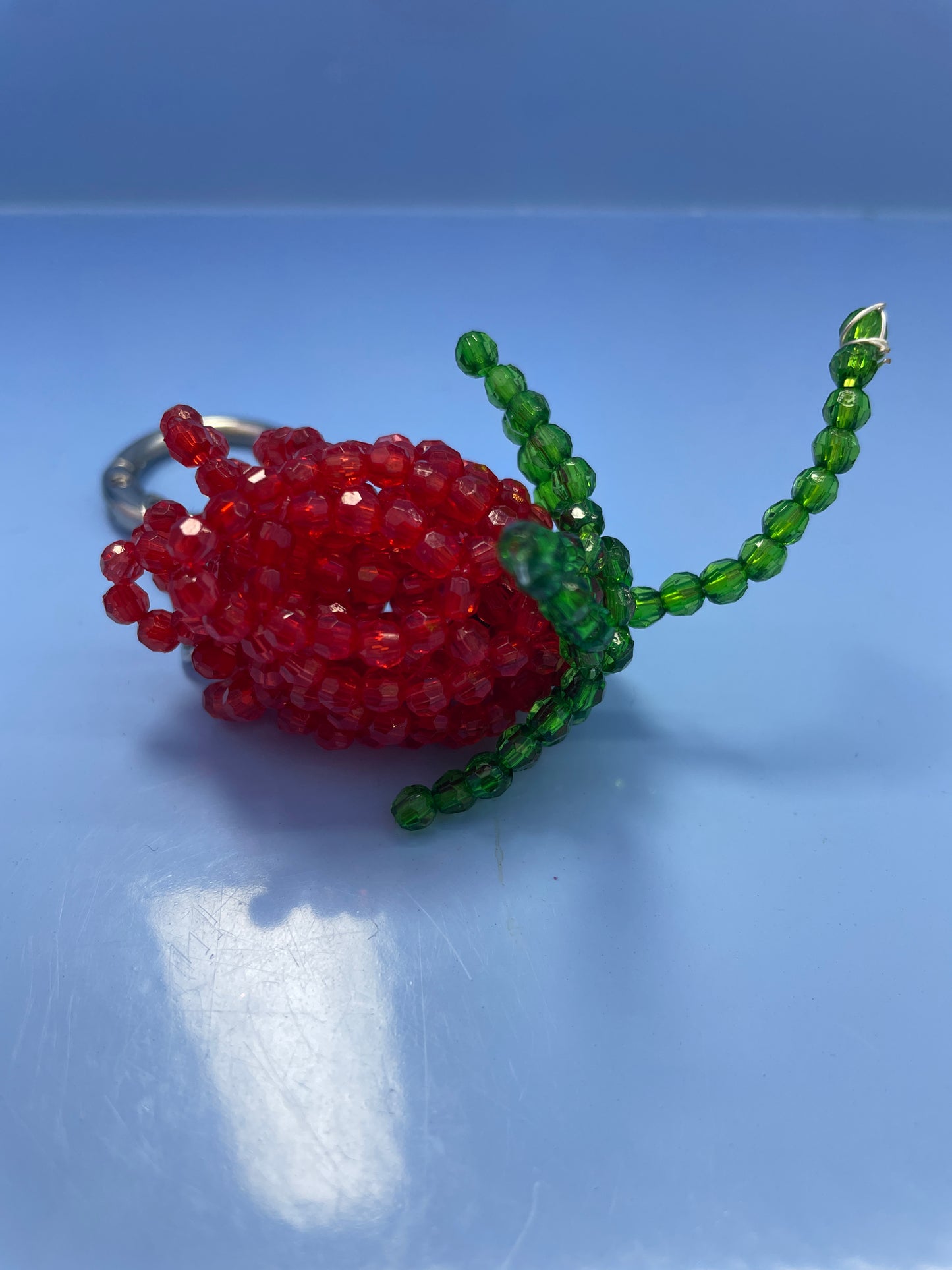 Red Rose Beaded Keychain