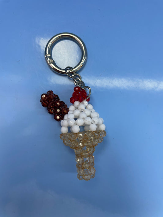 Ice Cream Cone Beaded Keychain