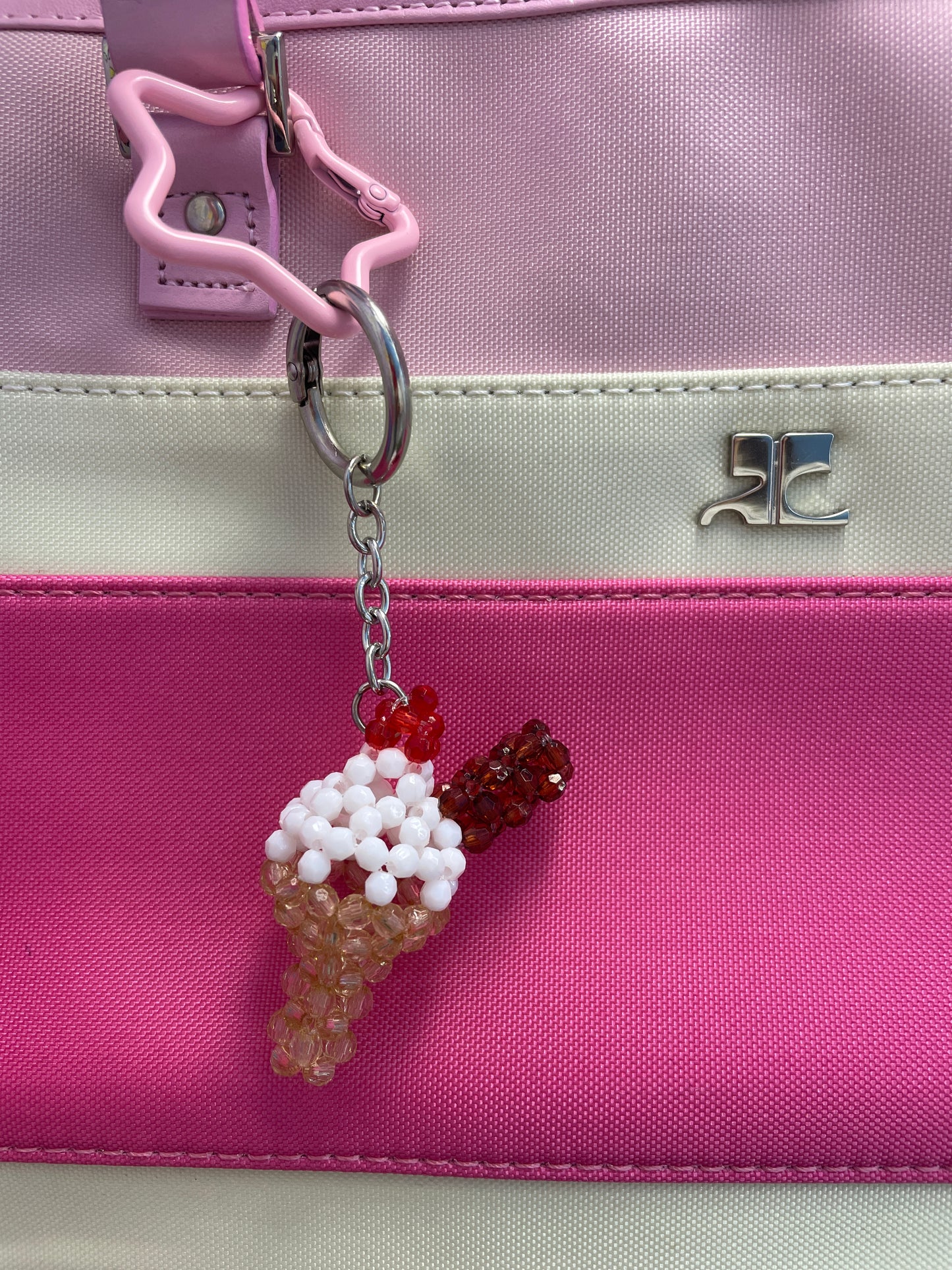 Ice Cream Cone Beaded Keychain