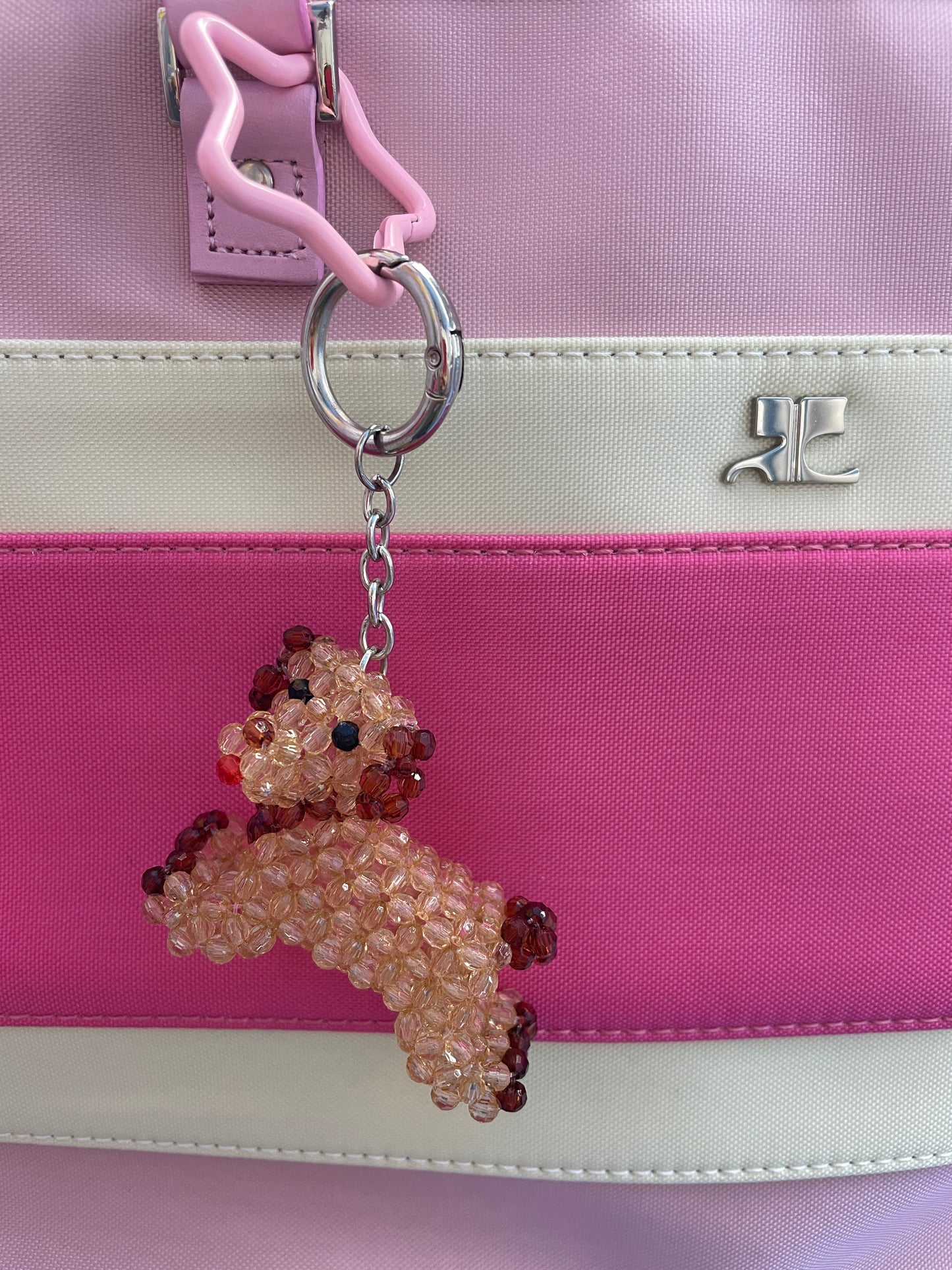 Brown Dog Beaded Keychain