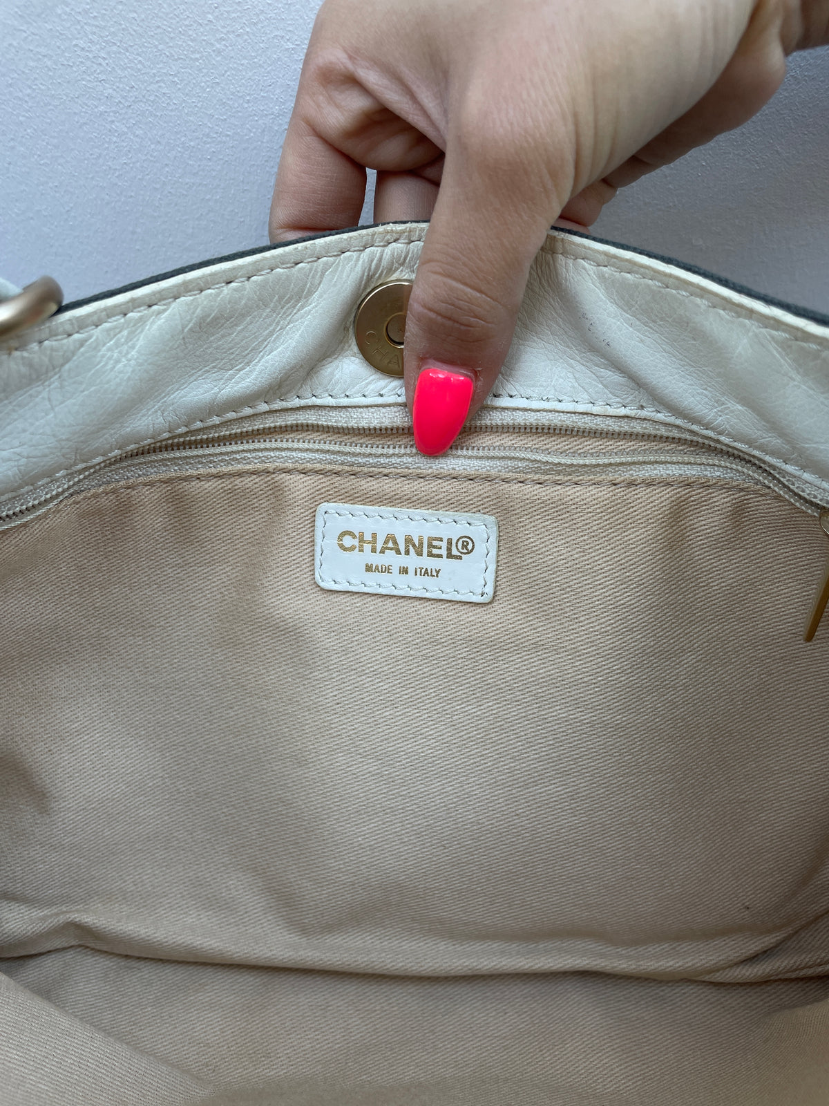 Chanel Y2K Black and White Leather Olsen Shoulder Bag