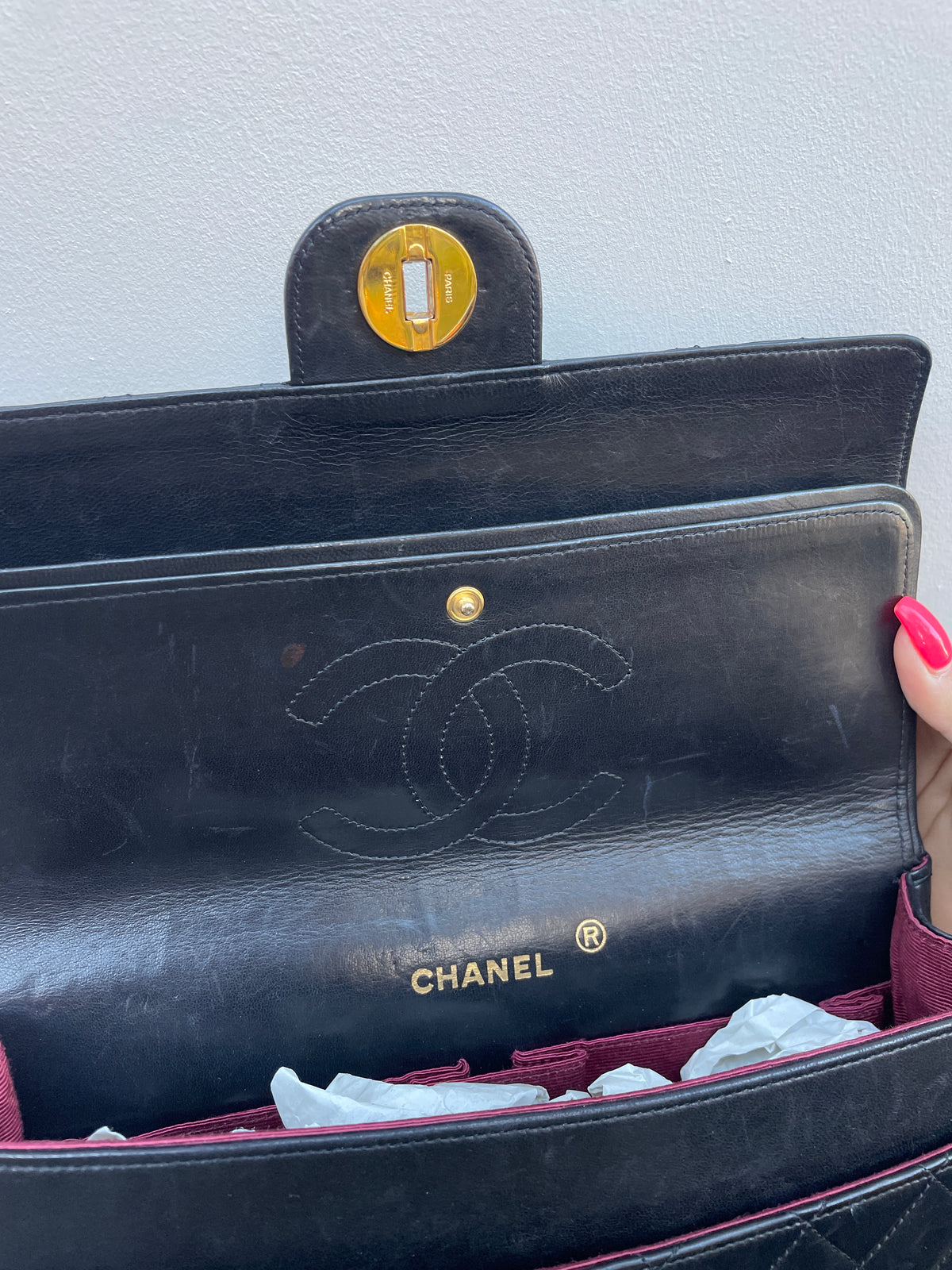 Chanel 1980s Black Lambskin Leather Classic Flap Bag with 24K Gold Plated Hardware