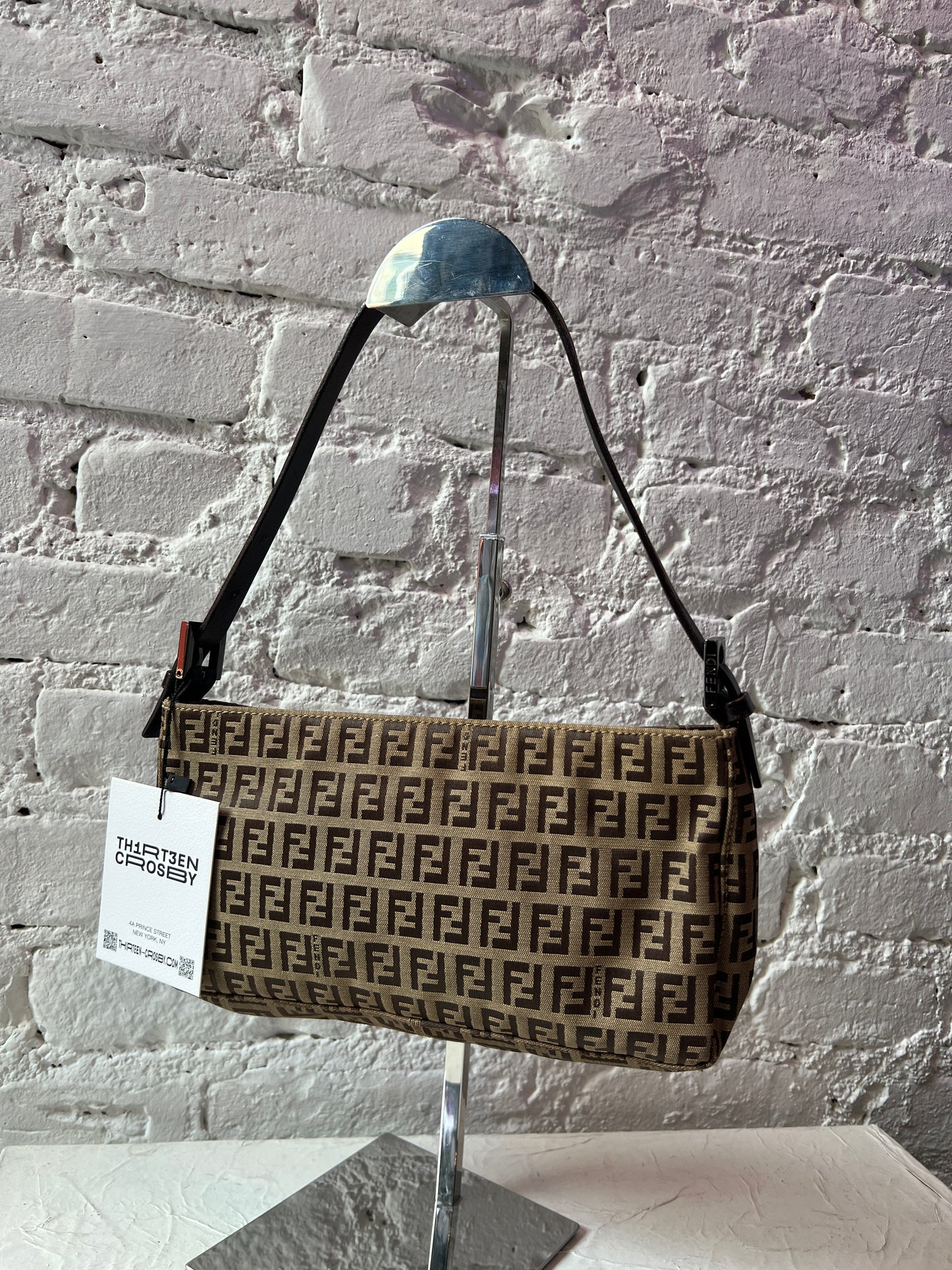 Vintage Fendi Zucchino Shoulder Bag in Brown
