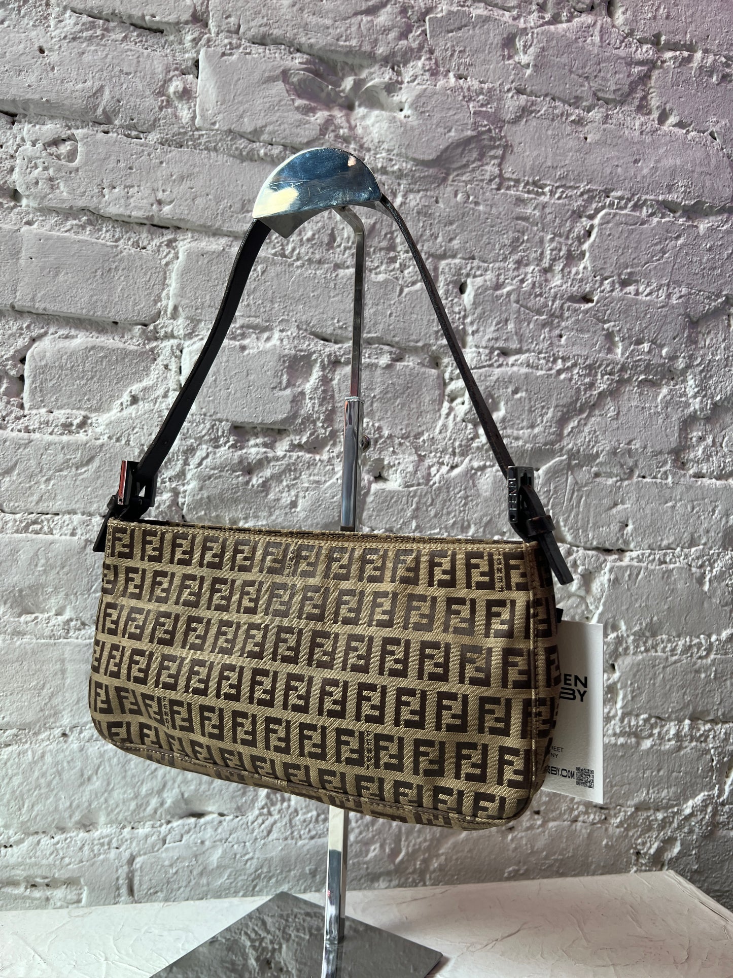 Vintage Fendi Zucchino Shoulder Bag in Brown