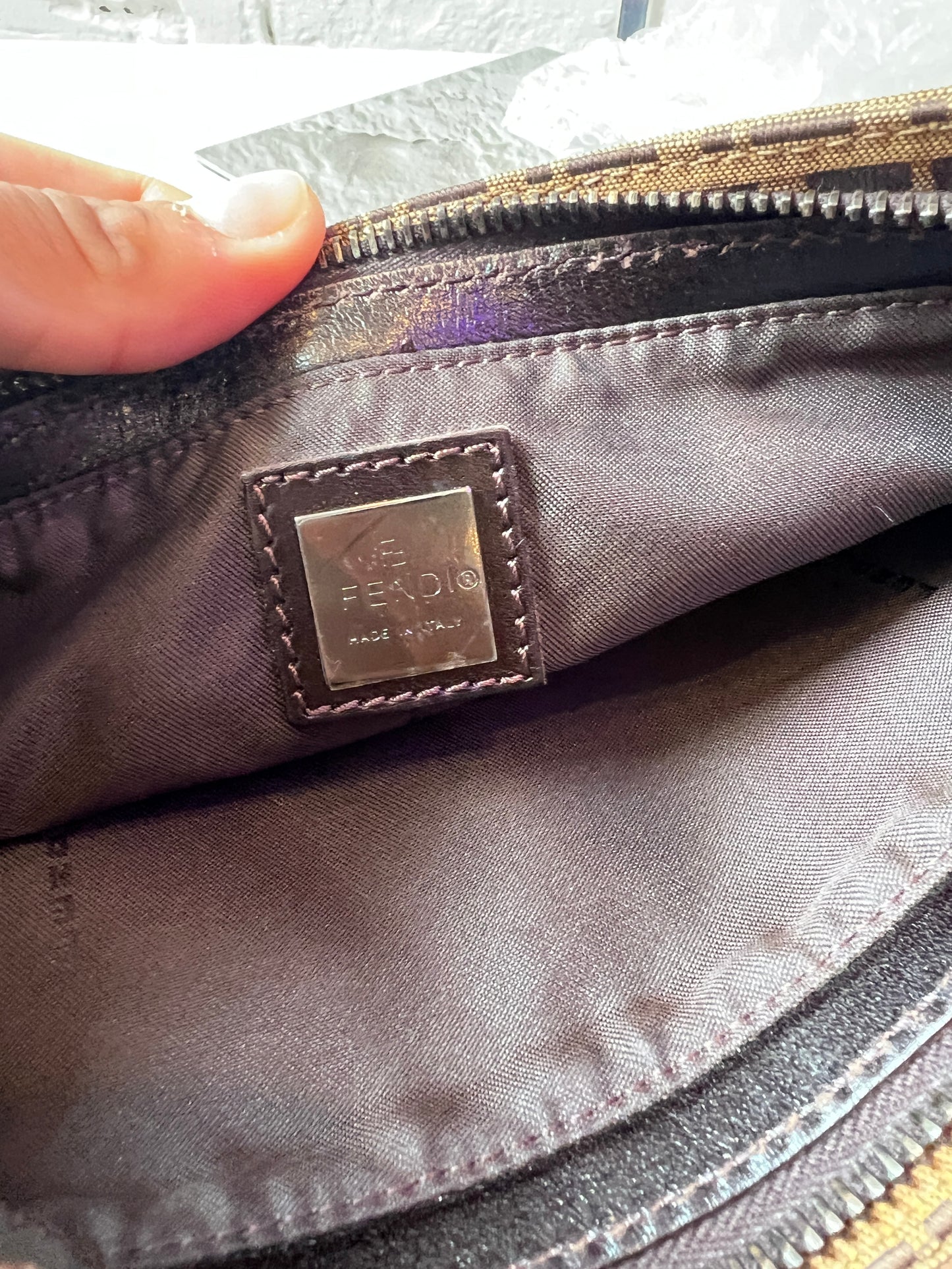 Vintage Fendi Zucchino Shoulder Bag in Brown