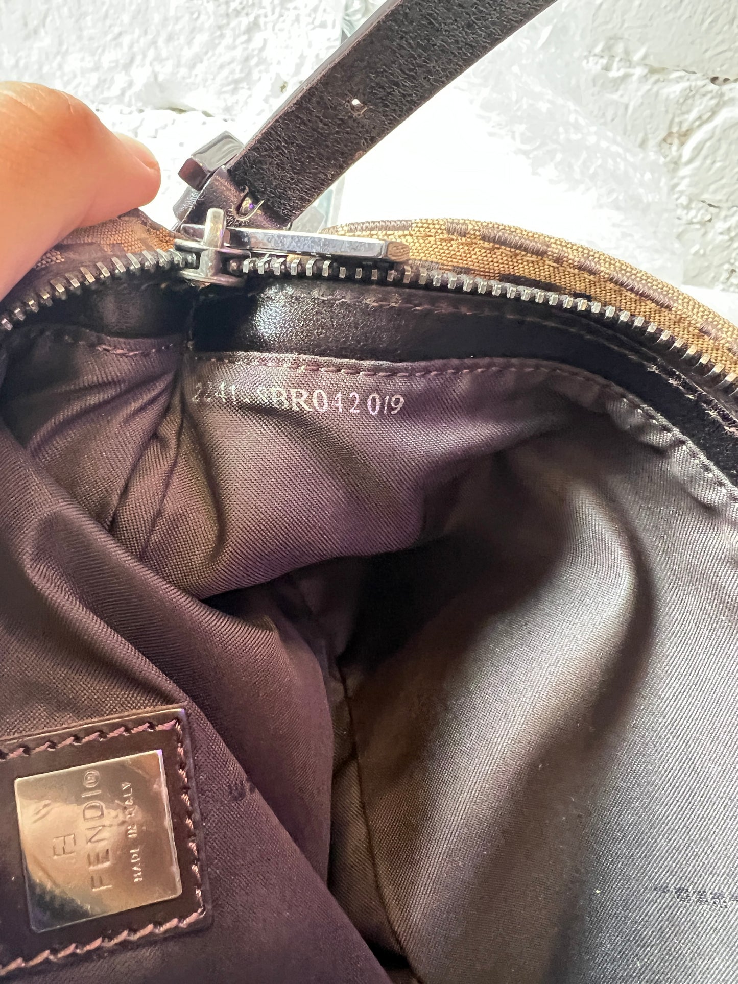 Vintage Fendi Zucchino Shoulder Bag in Brown