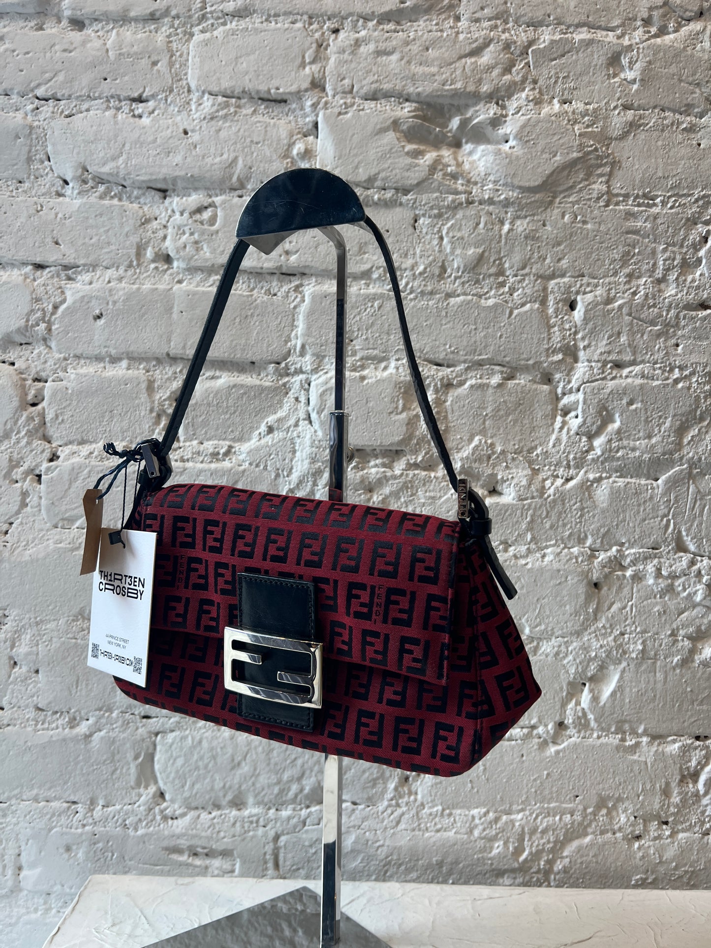 Fendi Zucchino Red and Black Mini Mamma Baguette